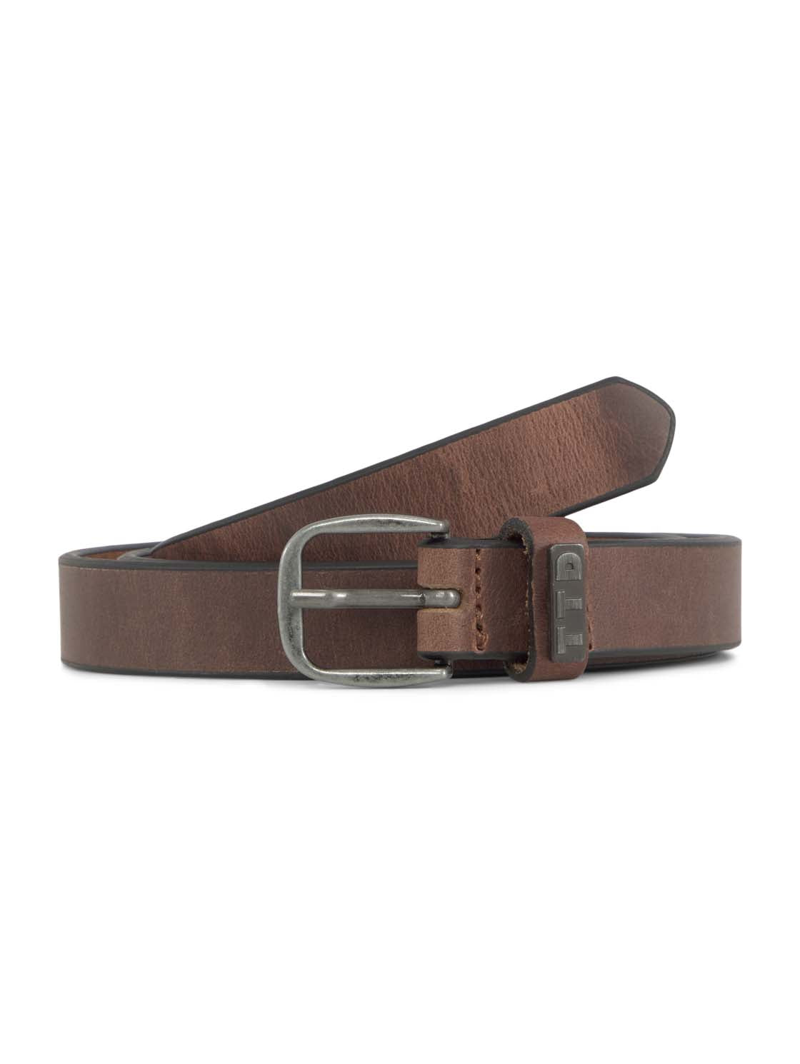TOM TAILOR Damen Ledergürtel Vintage Eindornschließe Logo Braun