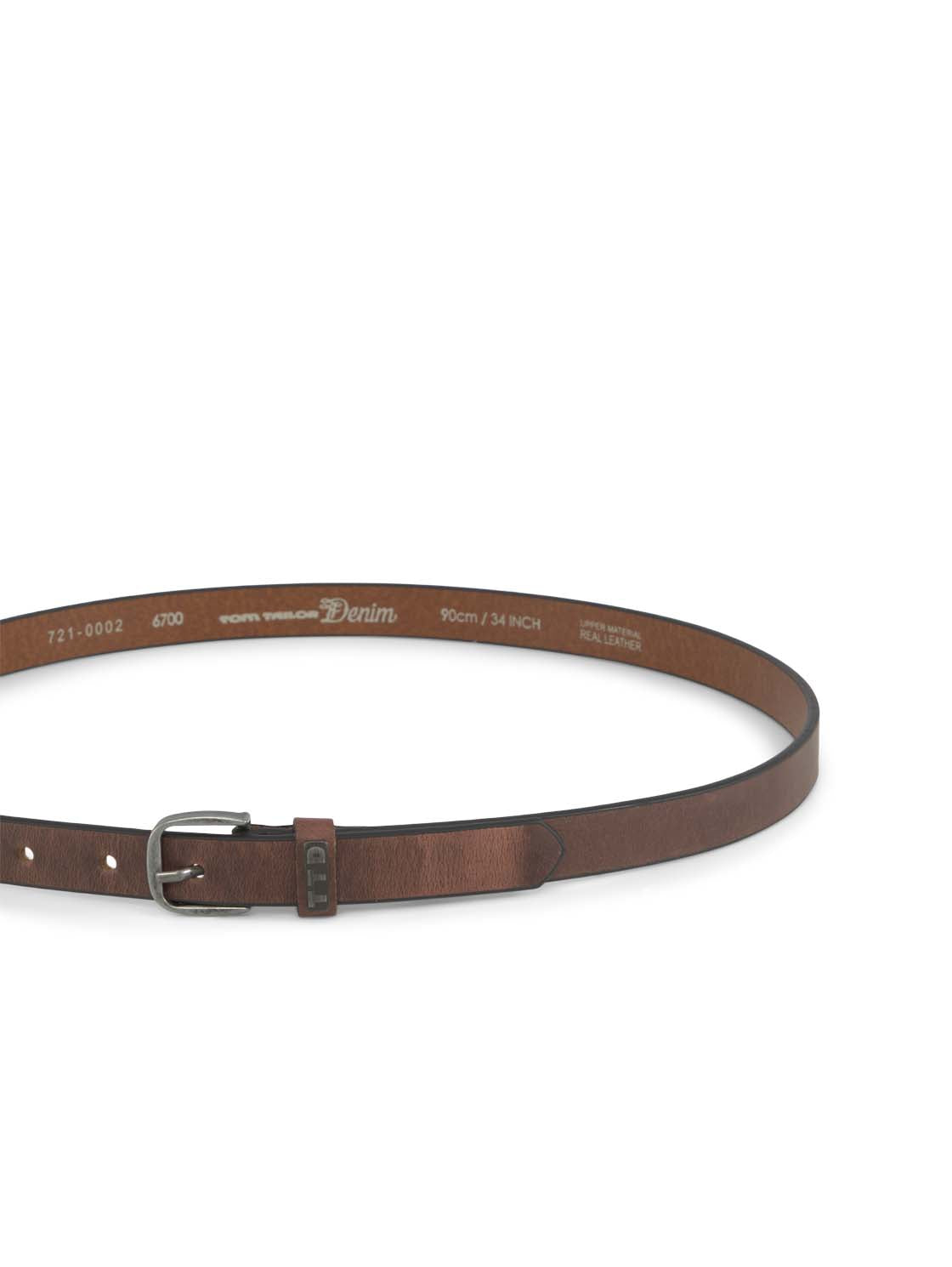 TOM TAILOR Damen Ledergürtel Vintage Eindornschließe Logo Braun