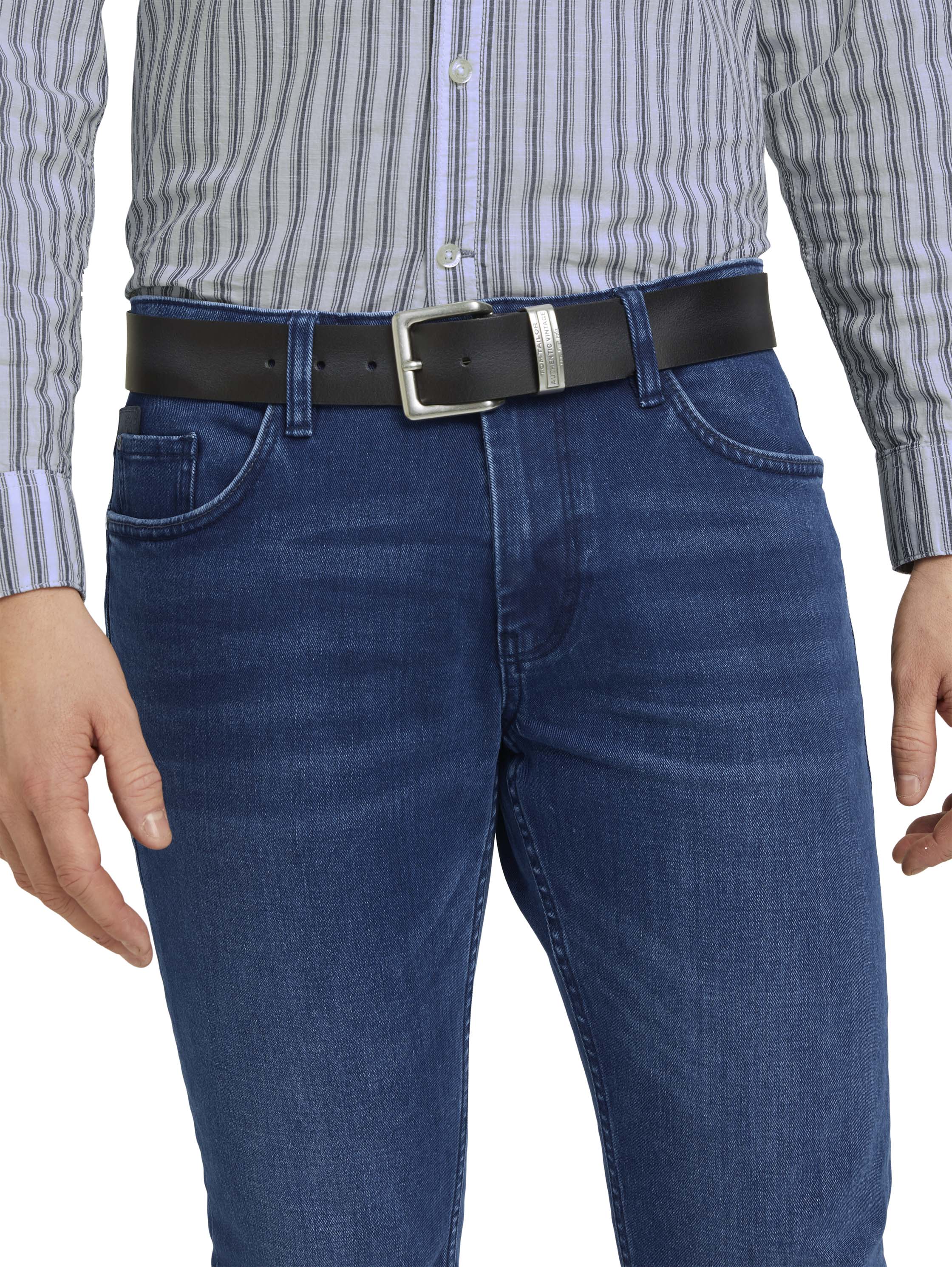 TOM TAILOR Ledergürtel Vintage Look Herren Metallschließe