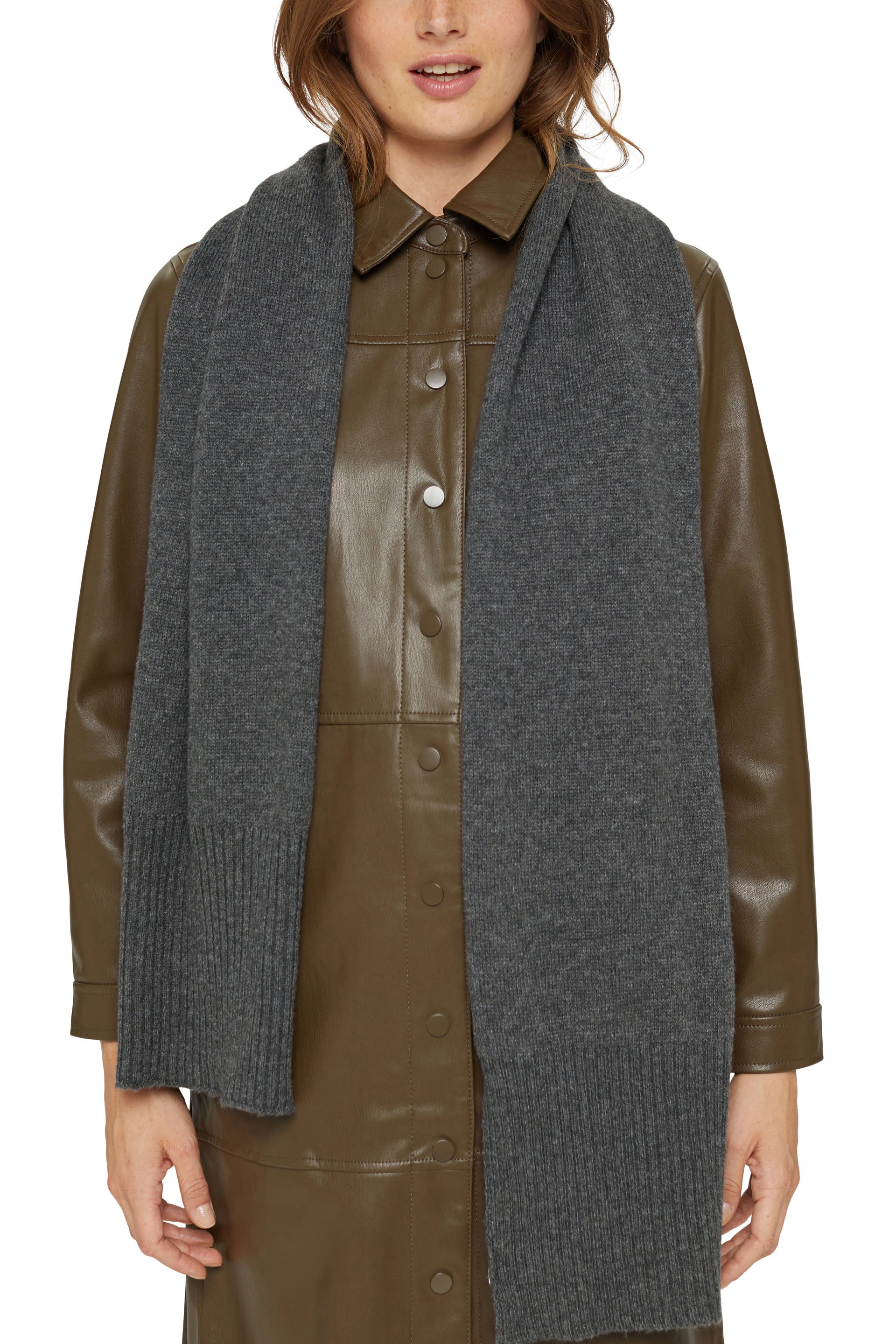 Esprit Strickschal Damen Basic Look Recycelter Woll-Mix
