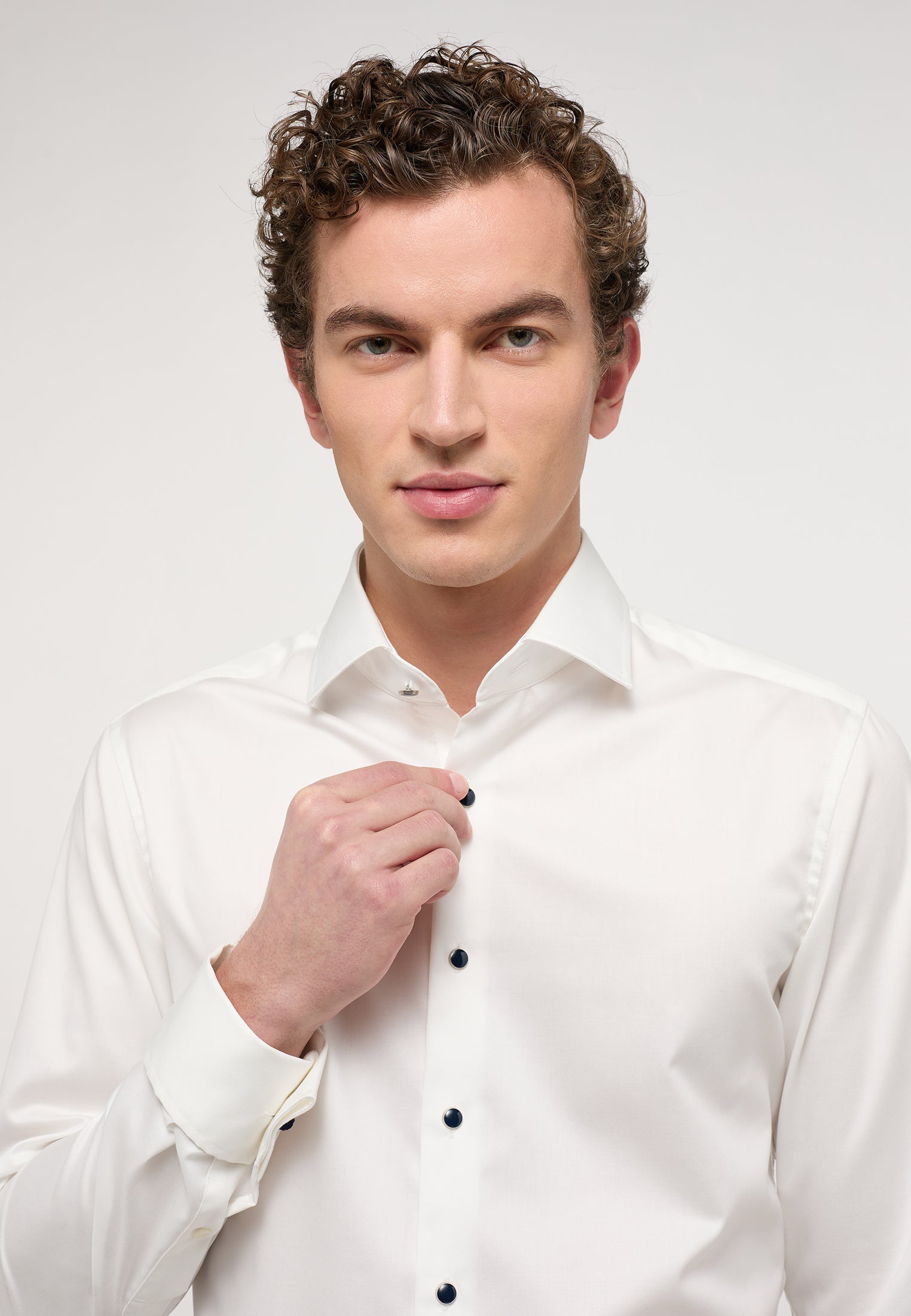 ETERNA Luxury Shirt Slim Fit Herren Bügelfrei Twill Gala Kent Umschlagmanschette