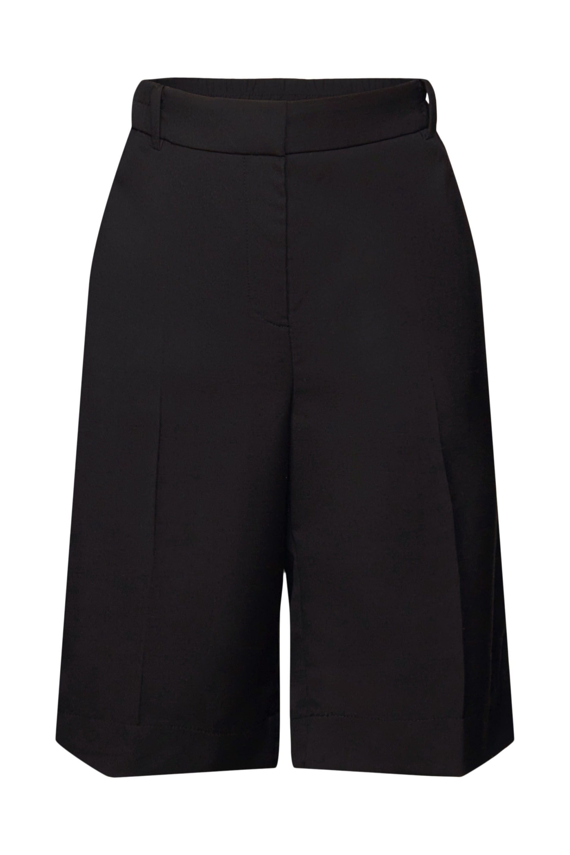 ESPRIT NEW Damen Shorts Hoher Bund Bügelfalten Webstoff