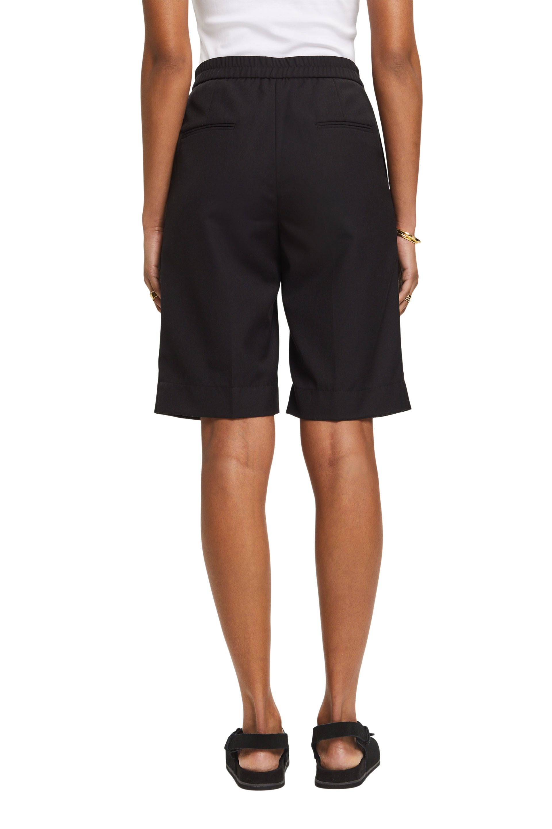 ESPRIT NEW Damen Shorts Hoher Bund Bügelfalten Webstoff