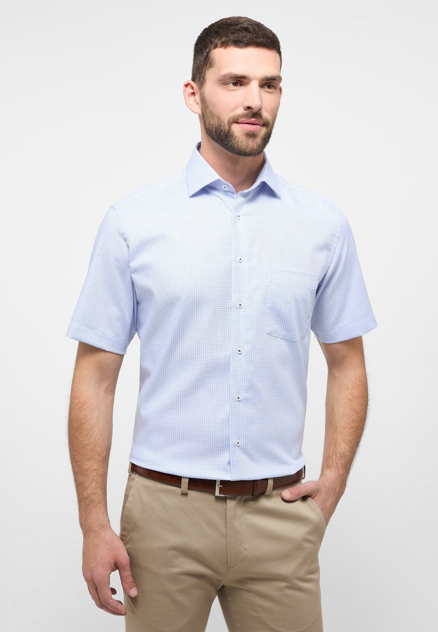 Eterna Twill-Kurzarmhemd Modern Fit Herren Bügelfrei