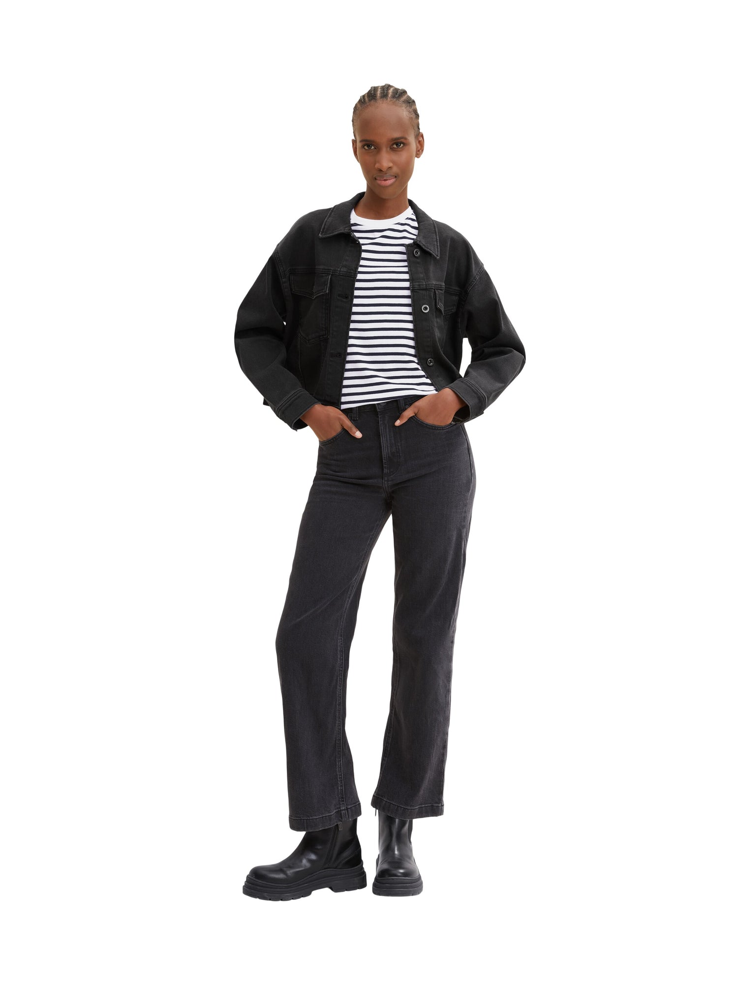 Tom Tailor Denim Streifen T-Shirt Boxy Fit Damen Bio-Baumwolle