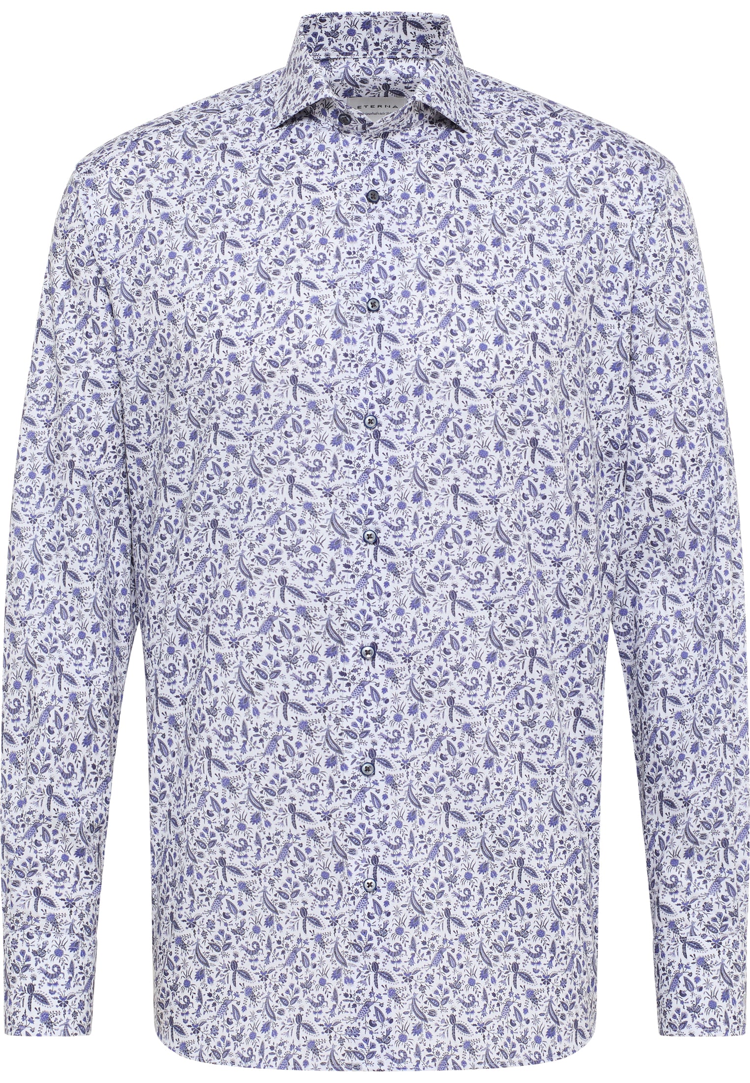 Eterna Langarmhemd Modern Fit Herren Alloverprint Hai-Kragen
