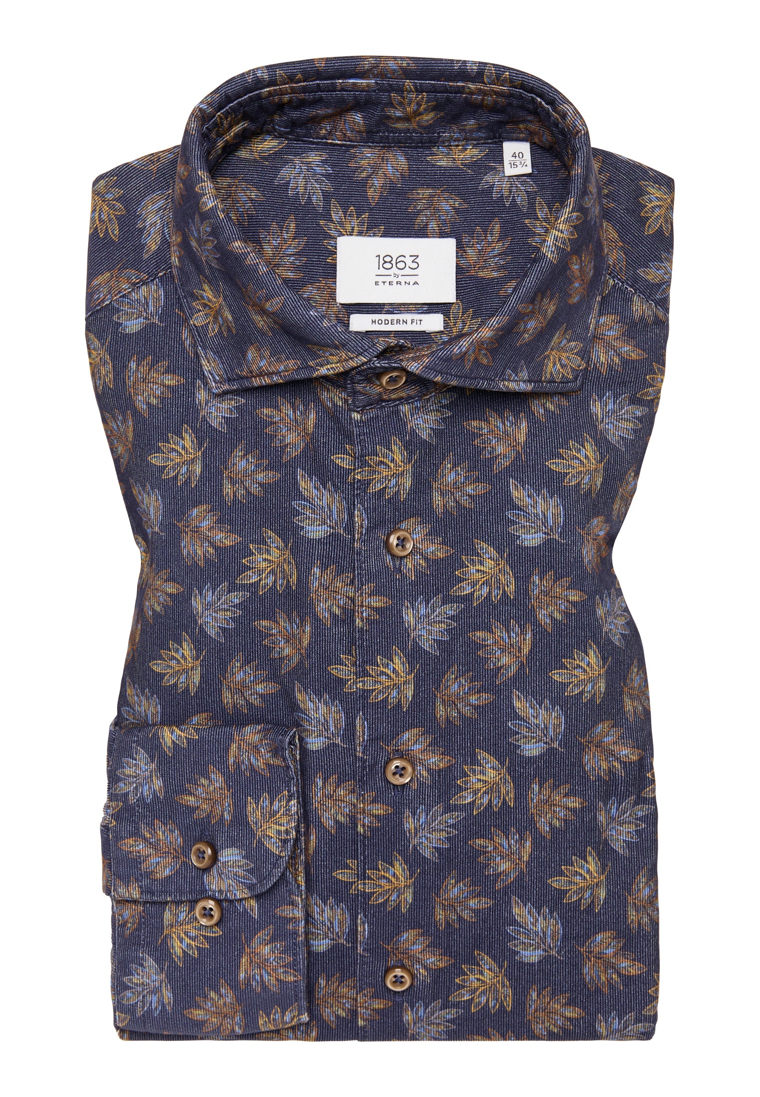 ETERNA Babycord-Langarmhemd Herren mit Allover-Print