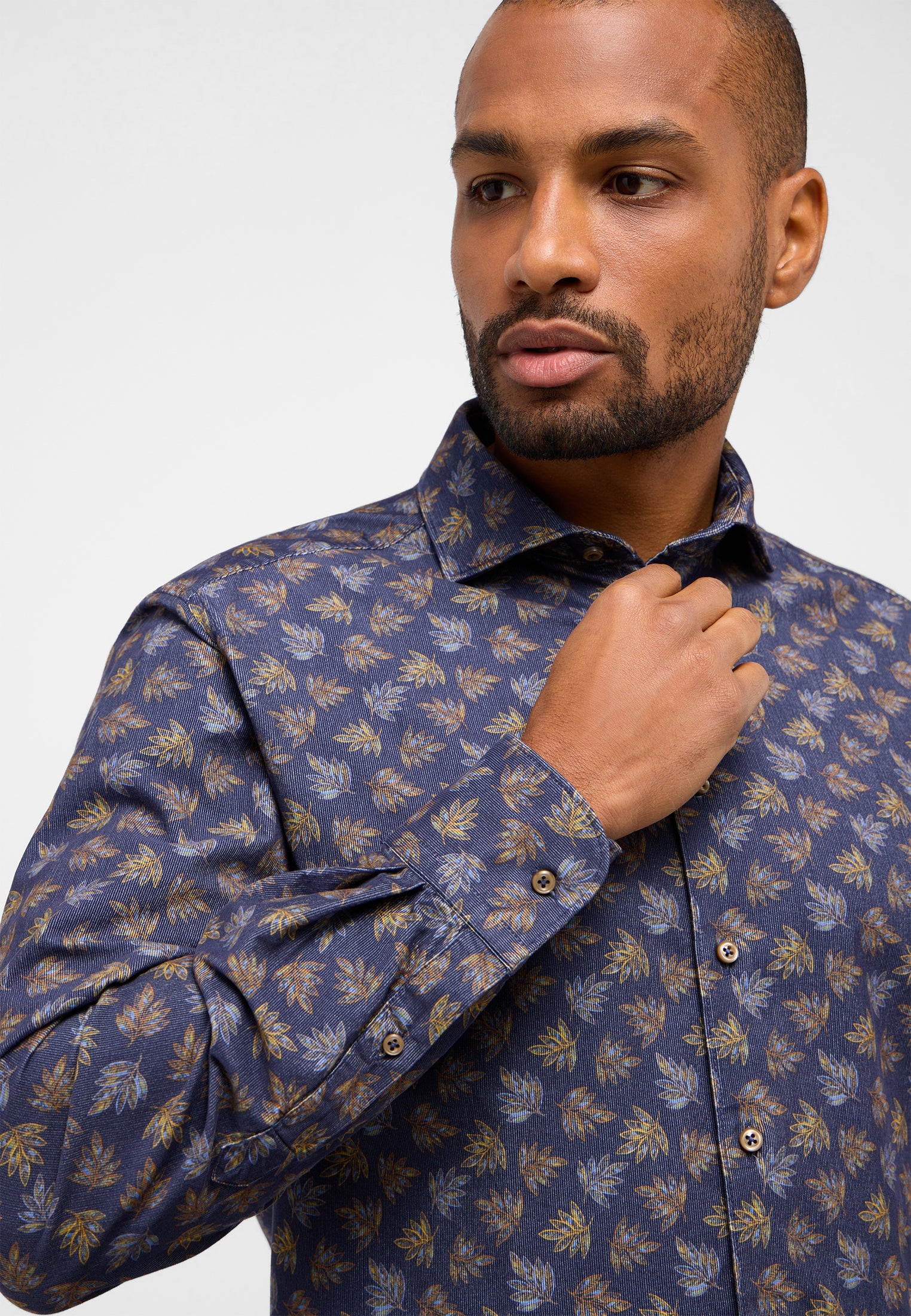 ETERNA Babycord-Langarmhemd Herren mit Allover-Print