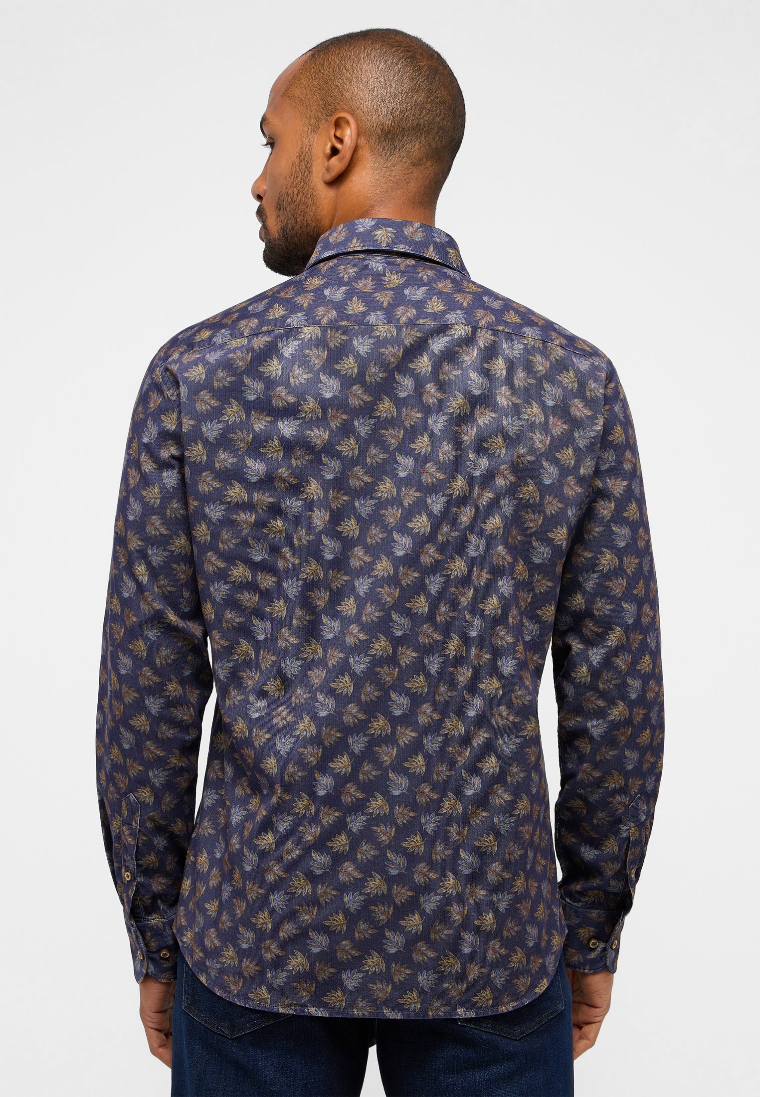 ETERNA Babycord-Langarmhemd Herren mit Allover-Print