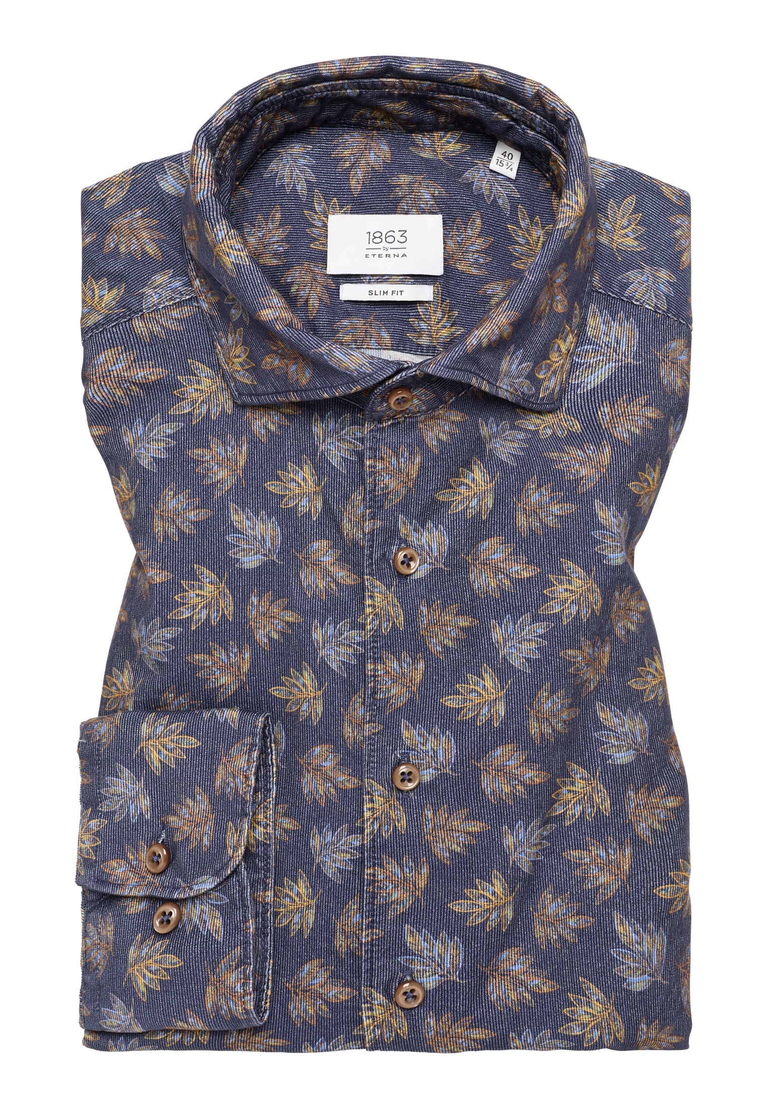 ETERNA Babycord-Langarmhemd Herren Allover-Print