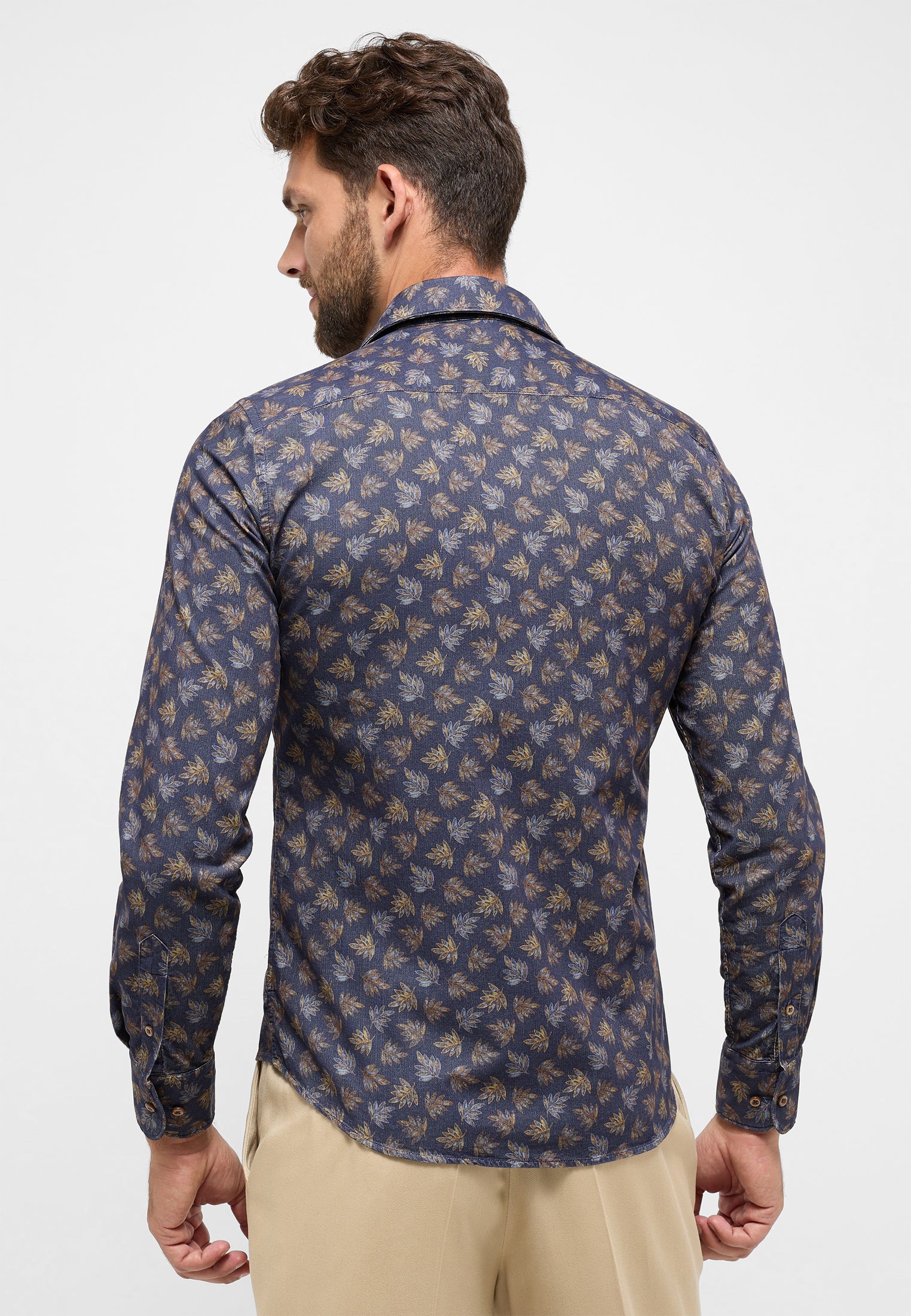 ETERNA Babycord-Langarmhemd Herren Allover-Print