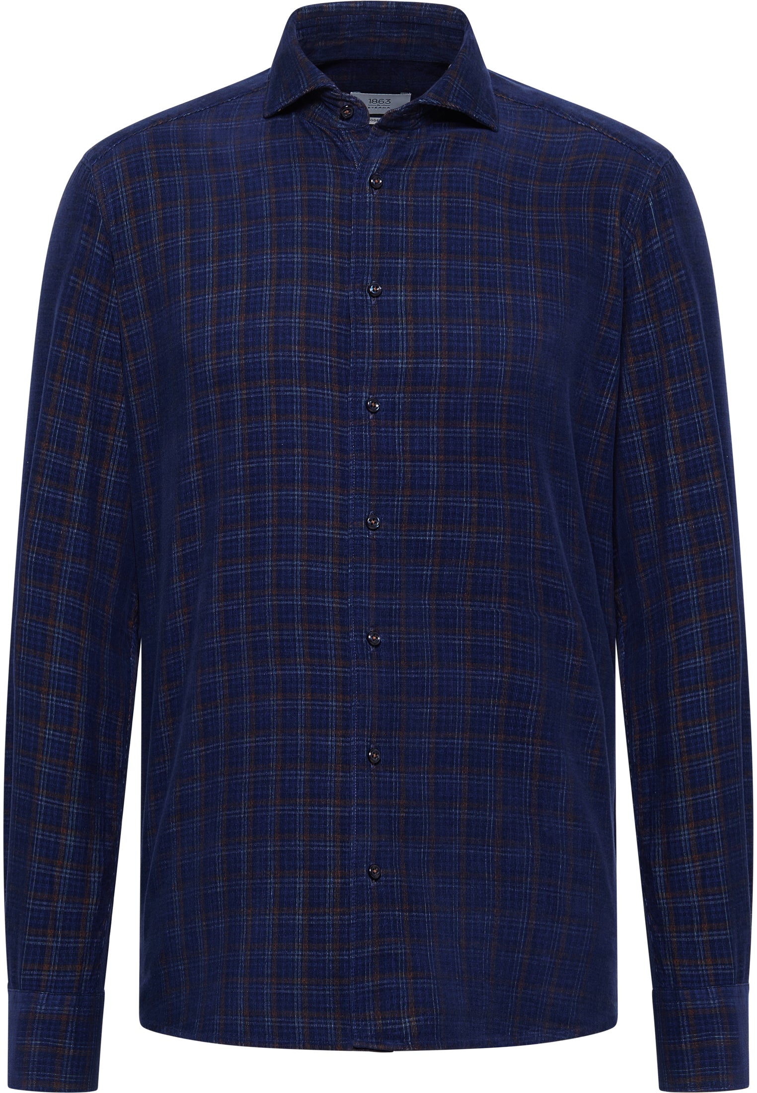 ETERNA Cord-Langarmhemd Herren kariert marineblau