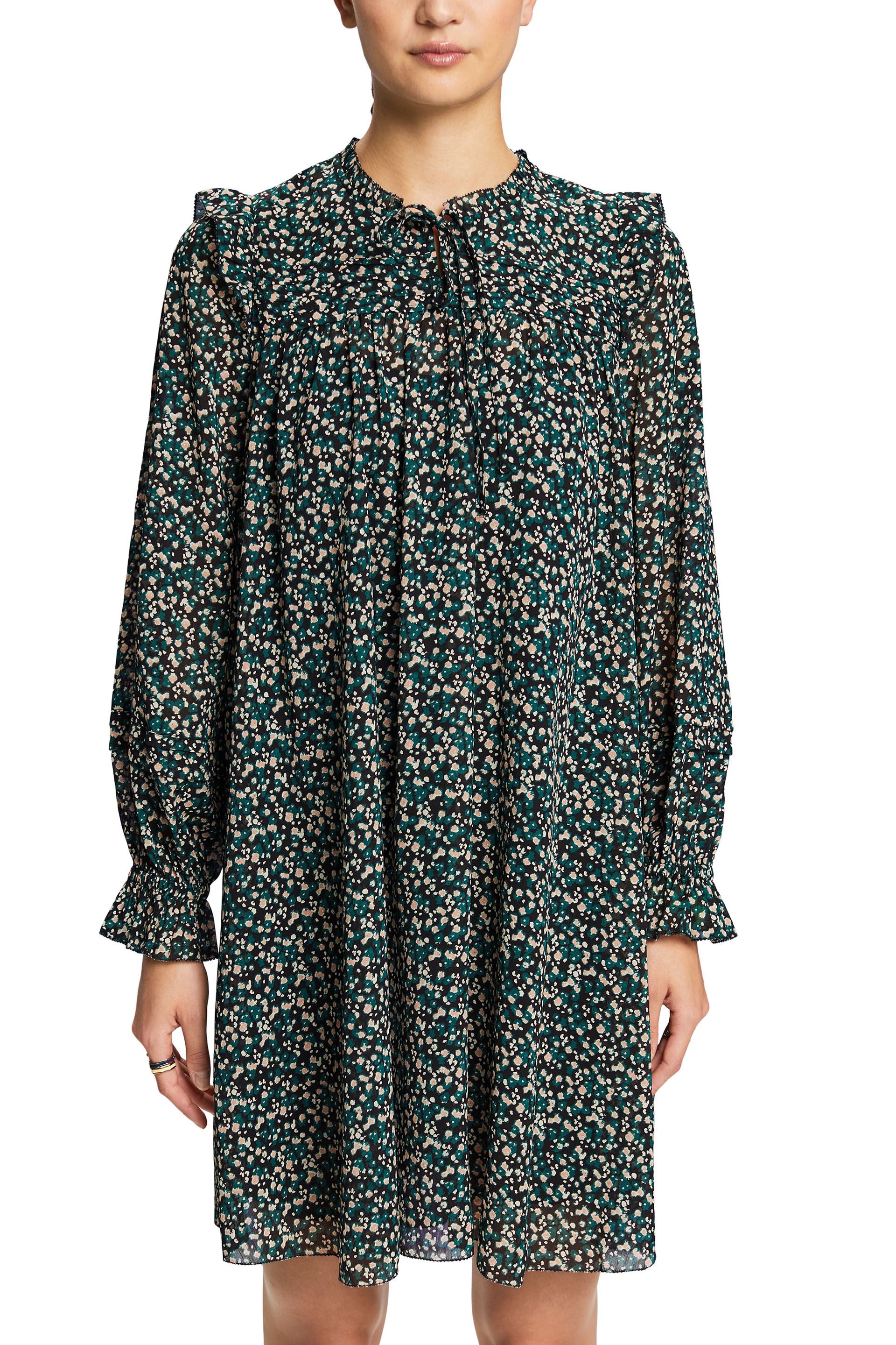 Esprit Crinkle-Chiffon Kleid mit Allover-Print für Damen