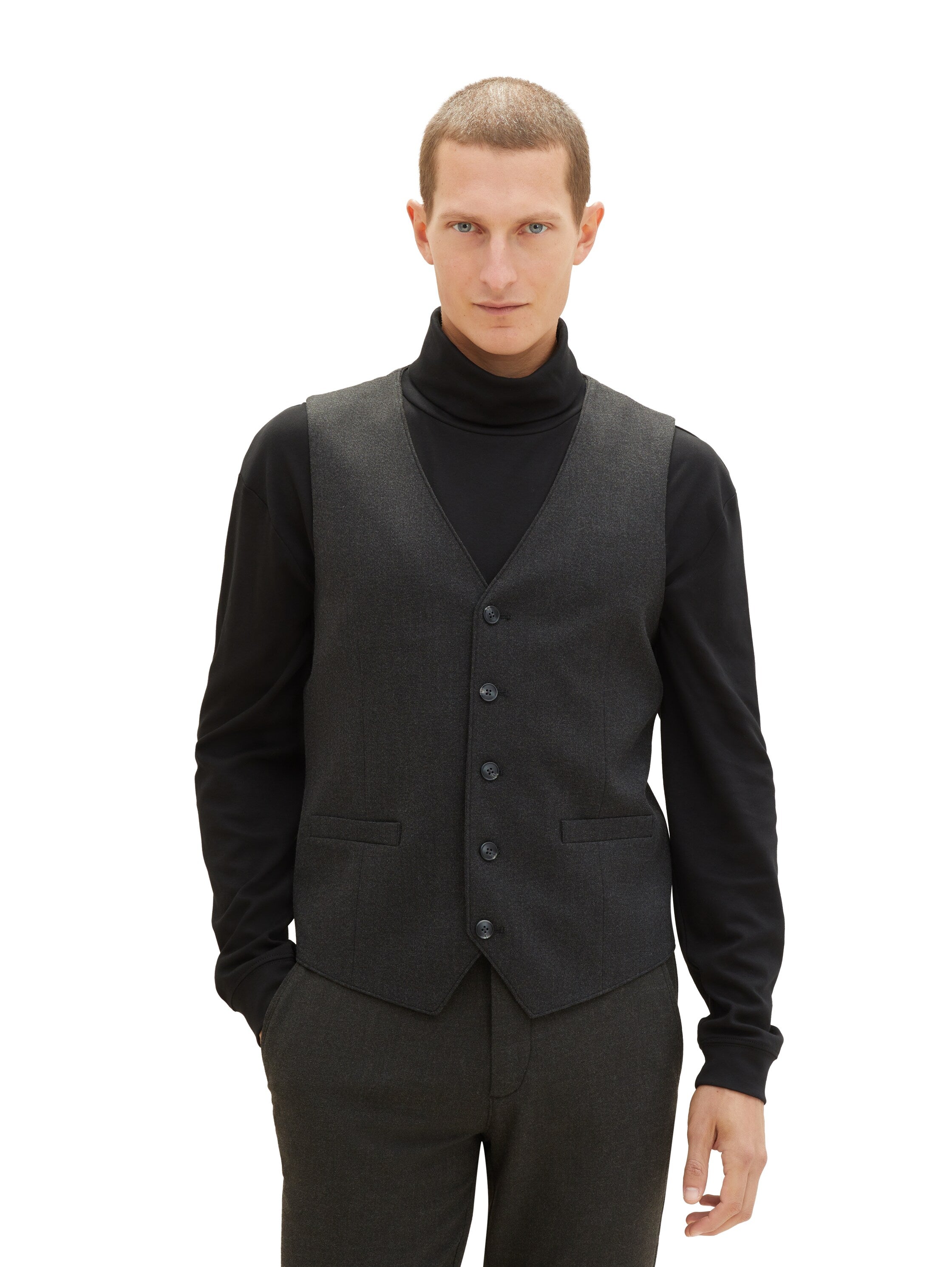 Tom Tailor Denim ärmellose Weste Herren Glencheck-Muster