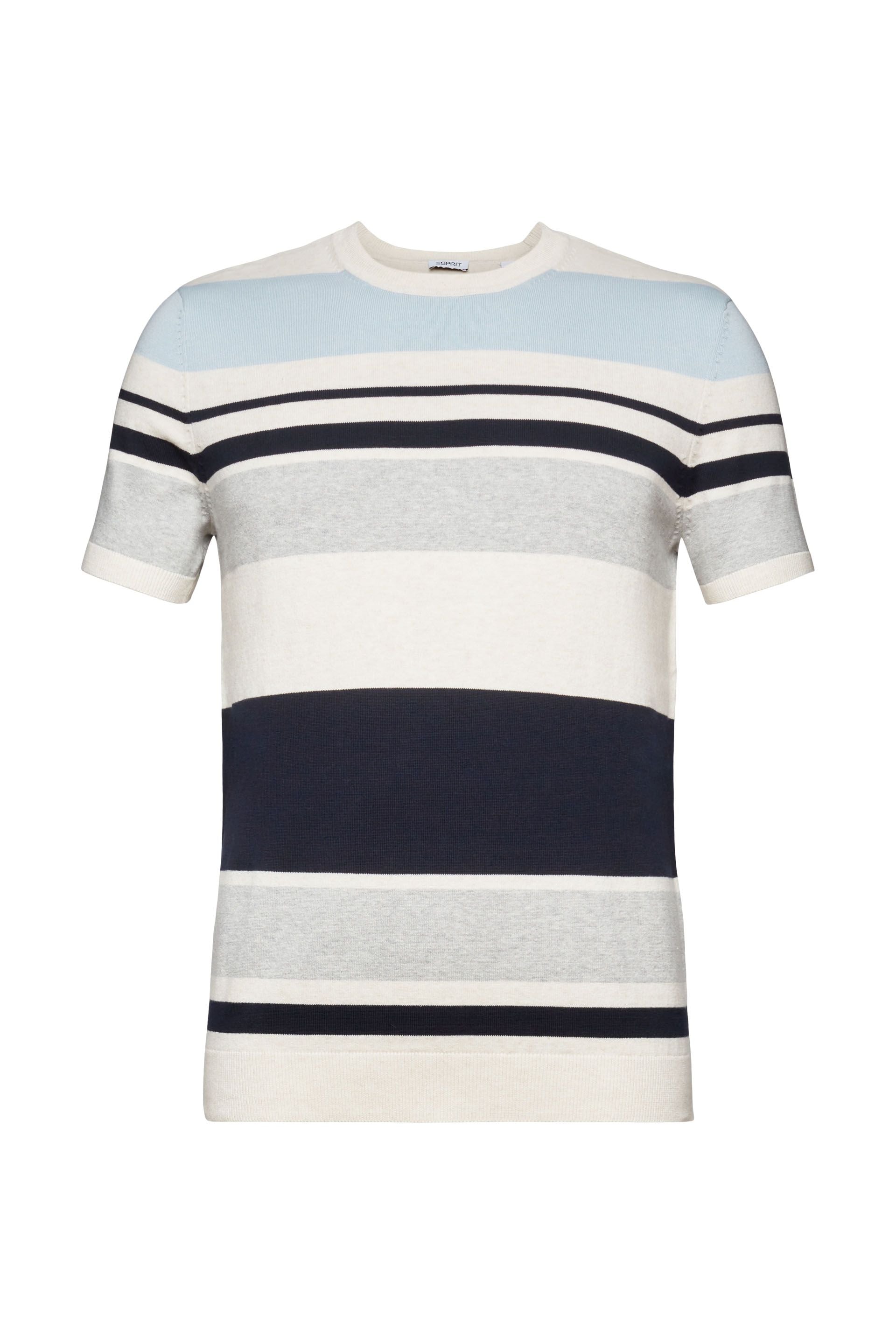 Esprit Herren T-Shirt Regular Fit Gestreift Kurzarm Baumwollmix
