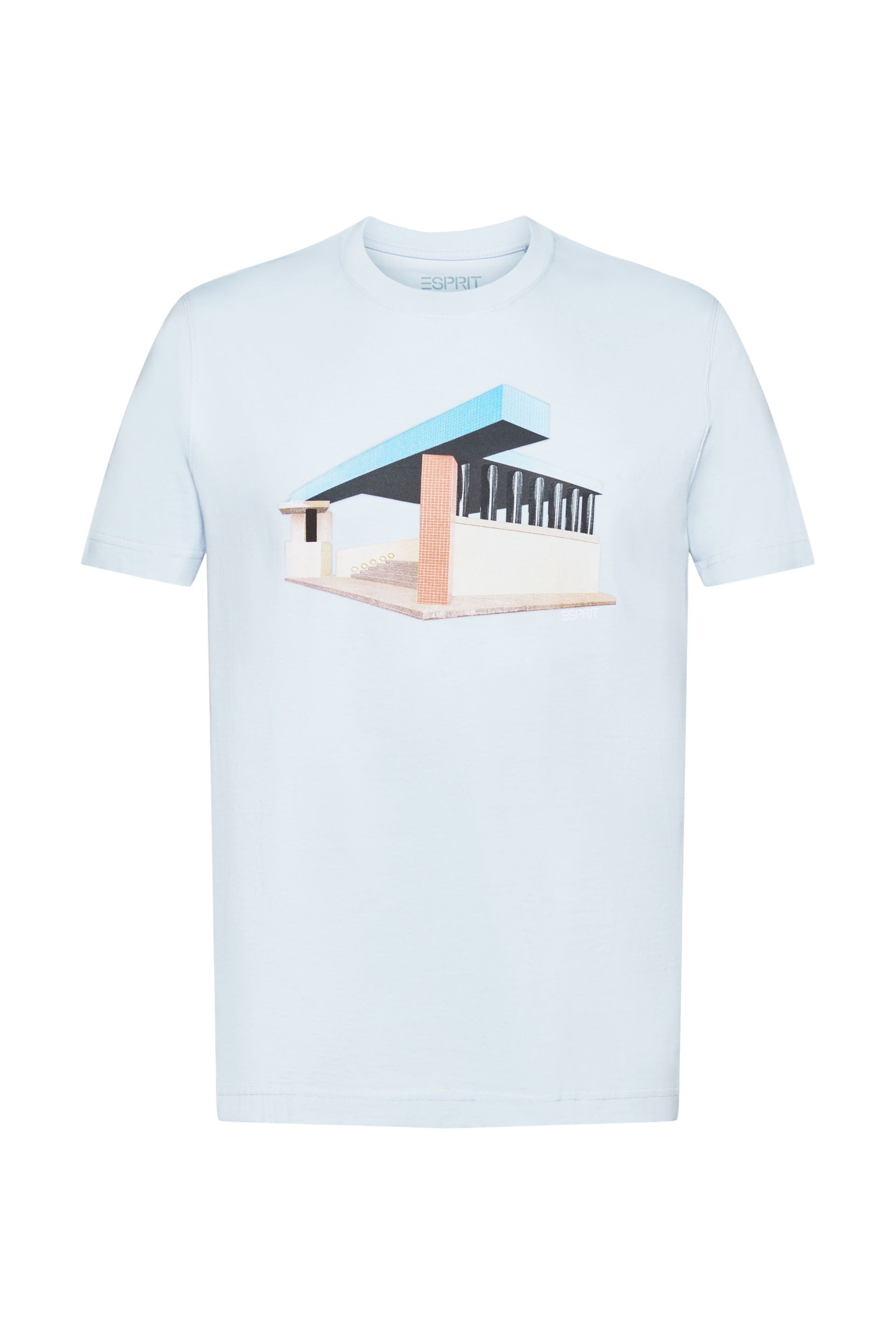 Esprit Herren T-Shirt Regular Fit Rundhalsausschnitt Grafik-Print