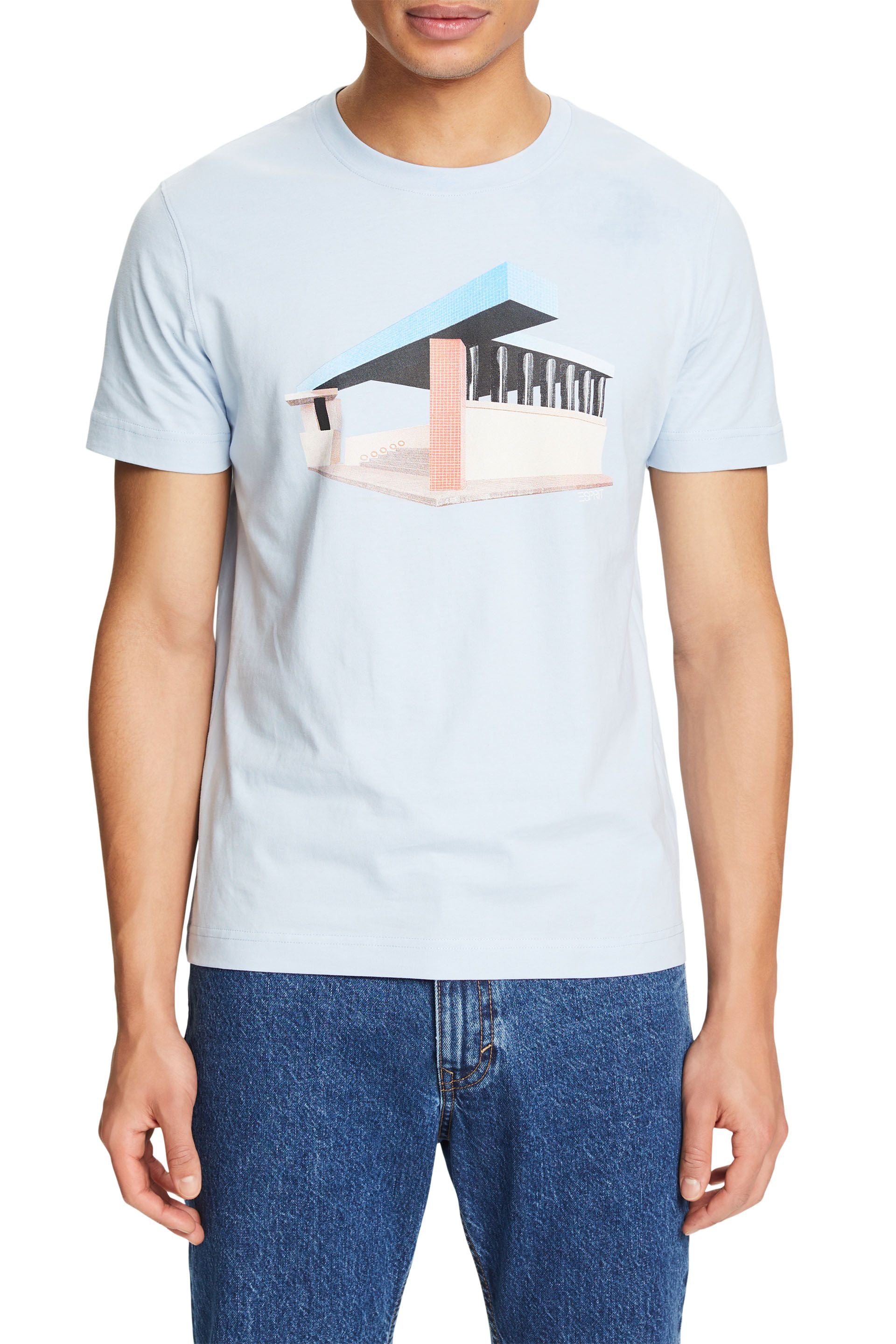 Esprit Herren T-Shirt Regular Fit Rundhalsausschnitt Grafik-Print