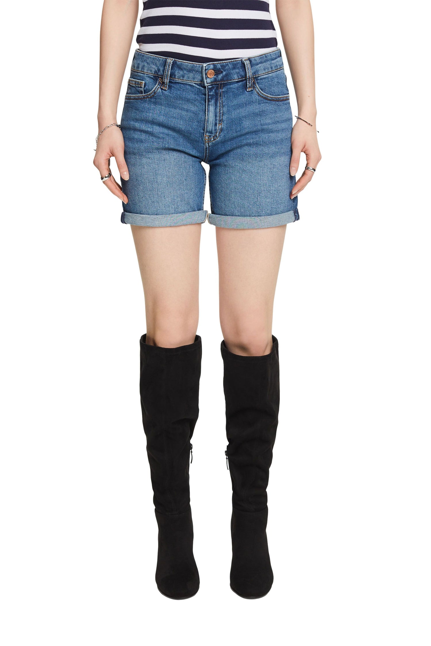 Esprit Denim Jeans für Damen mit Stretchanteil und Umschlagsäumen