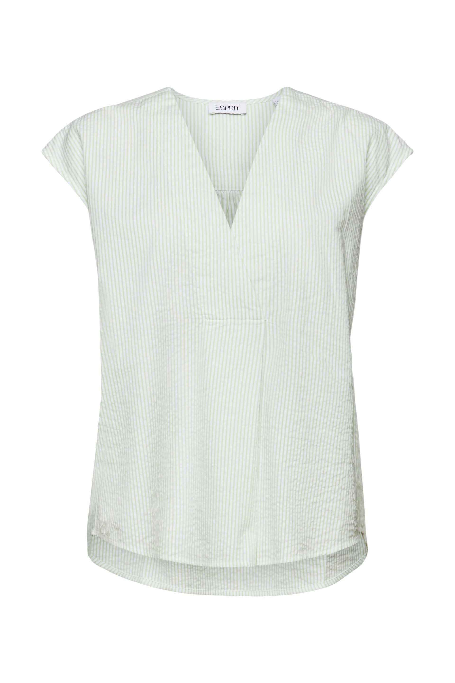 ESPRIT Crinkle-Striped V-Ausschnitt Bluse Ärmellos Damen