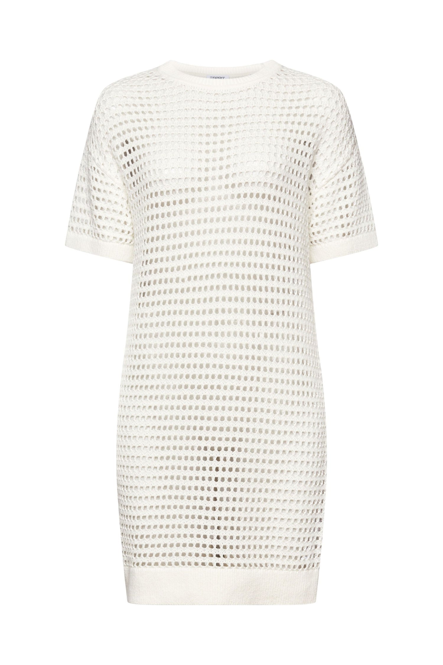 Esprit Baumwollstrickshirt Damen Offenmaschig Kurzarm Rundhals