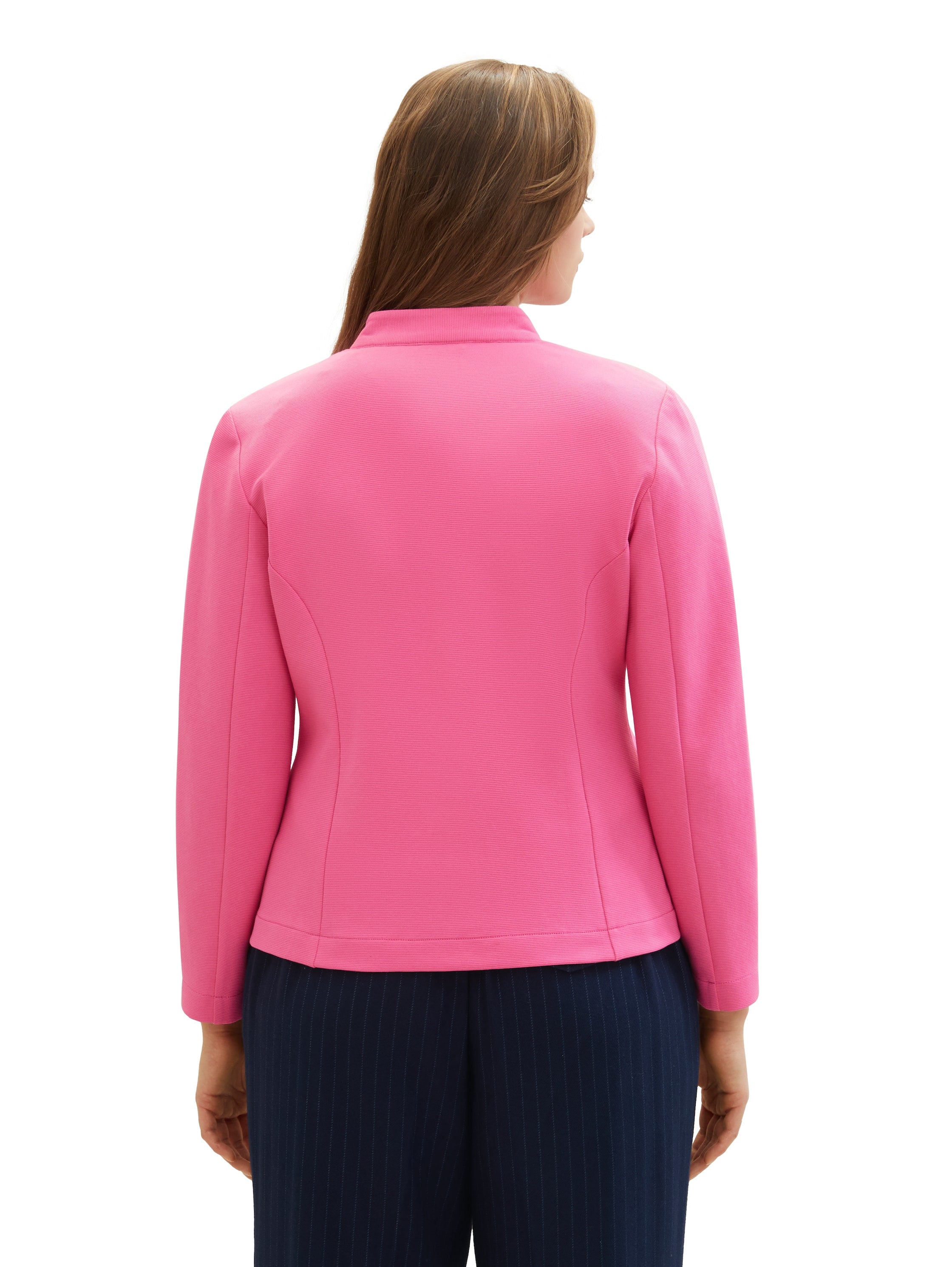 Tom Tailor Denim Strukturiertes Langarmshirt Damen Tailliert mit Reverskragen