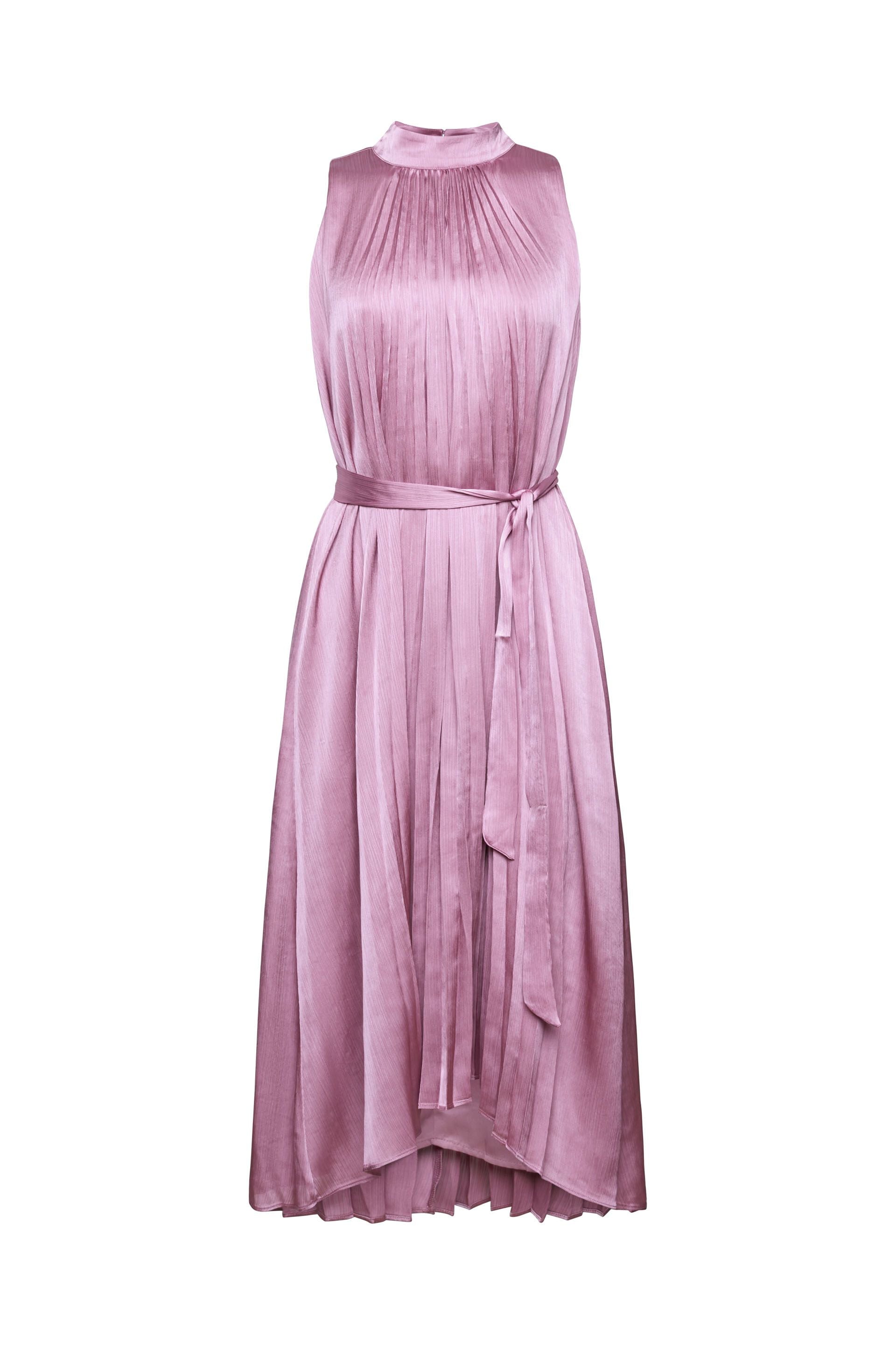 Esprit Plissee Midi-Kleid Damen mit Neckholder und Bindegürtel