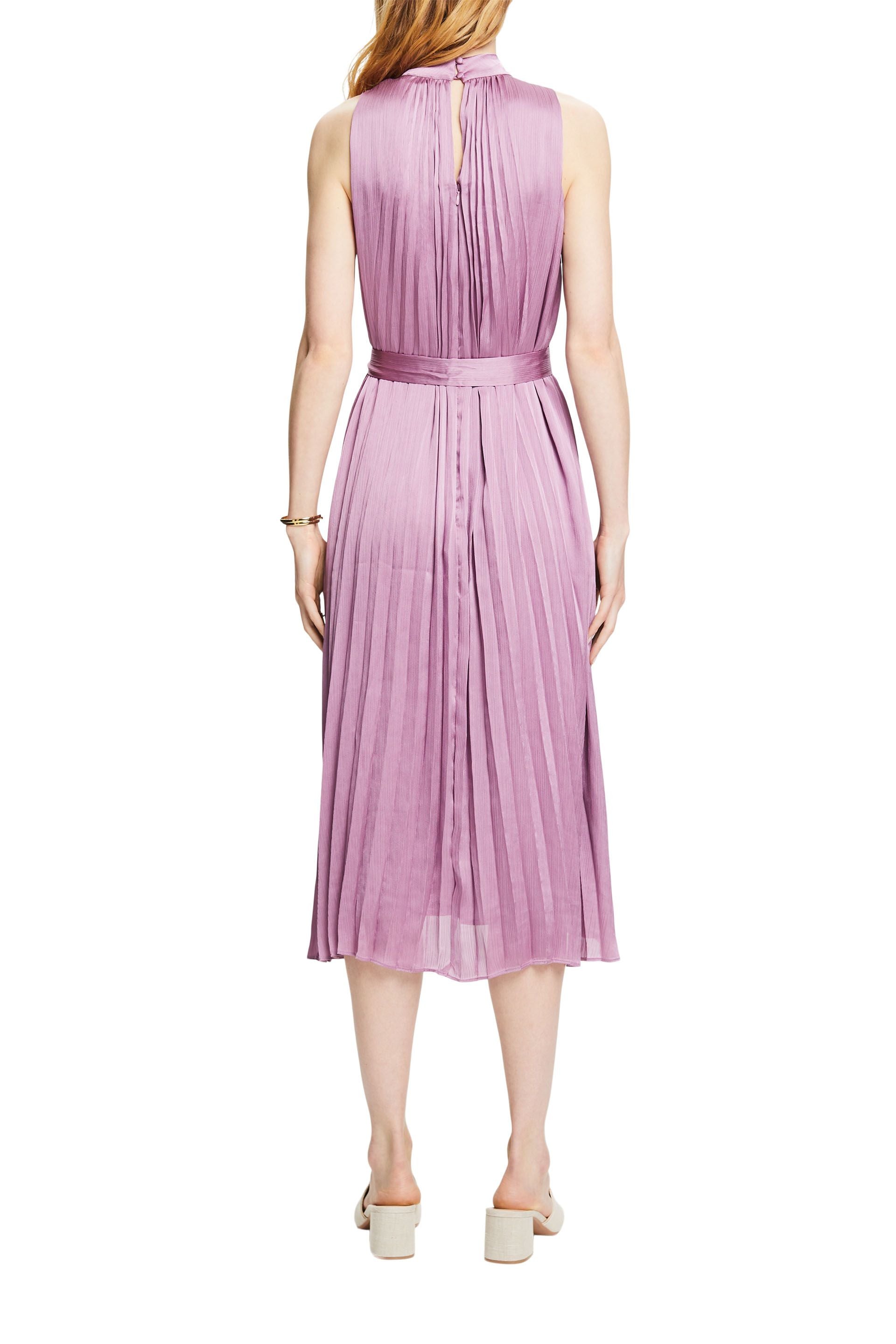 Esprit Plissee Midi-Kleid Damen mit Neckholder und Bindegürtel