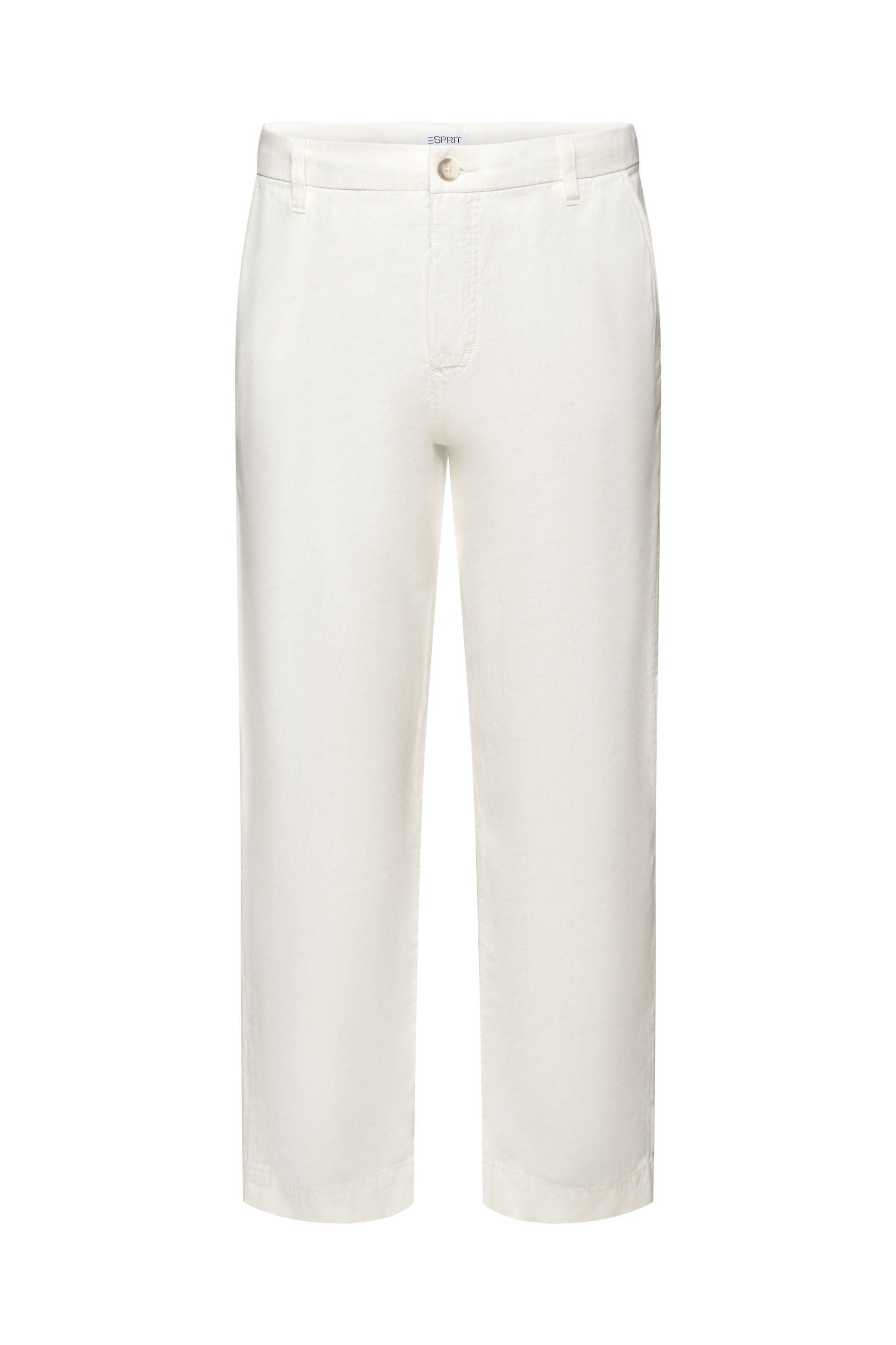 ESPRIT Herren Leinen-Baumwollhose Gerade Passform 4-Pocket-Styling