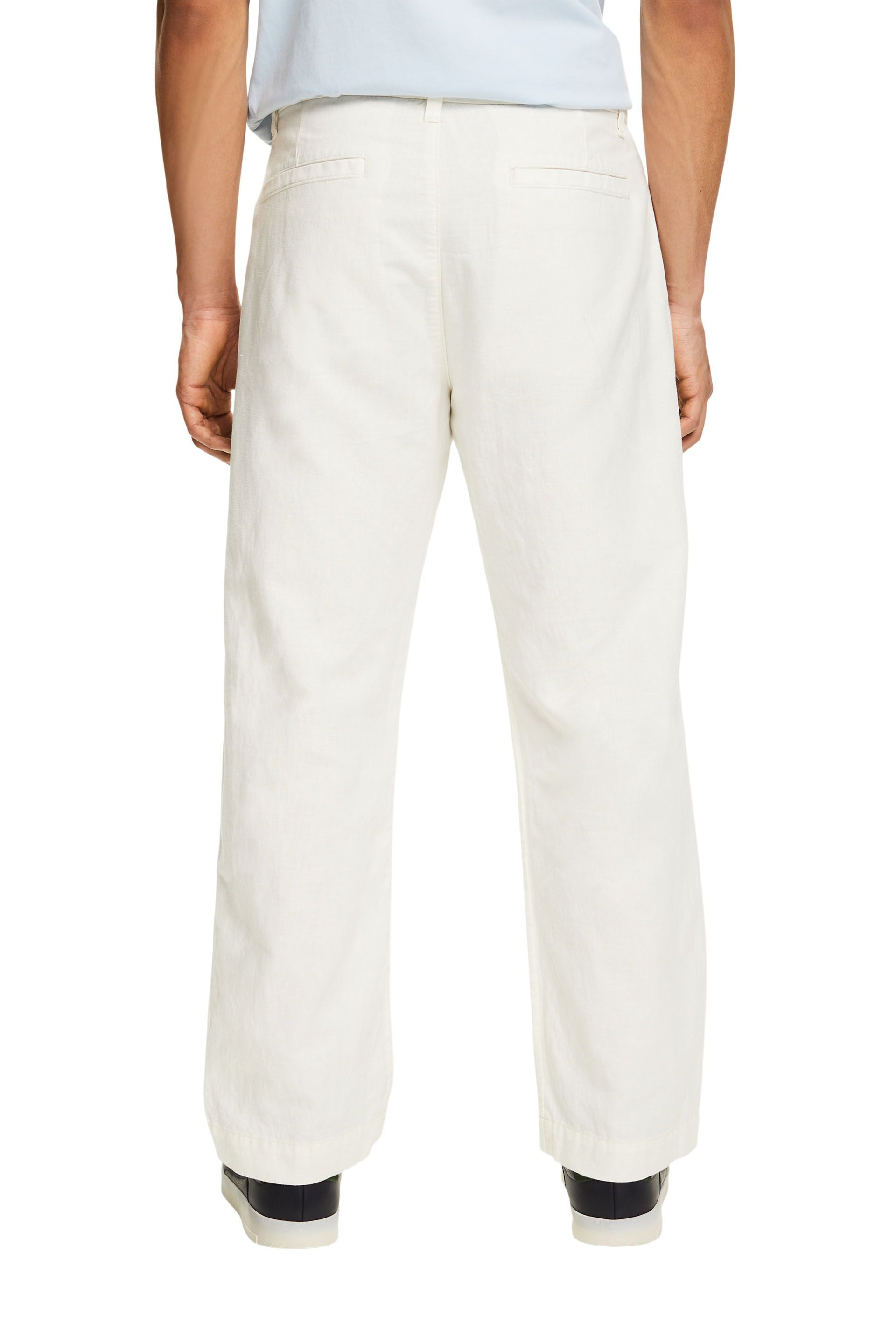ESPRIT Herren Leinen-Baumwollhose Gerade Passform 4-Pocket-Styling