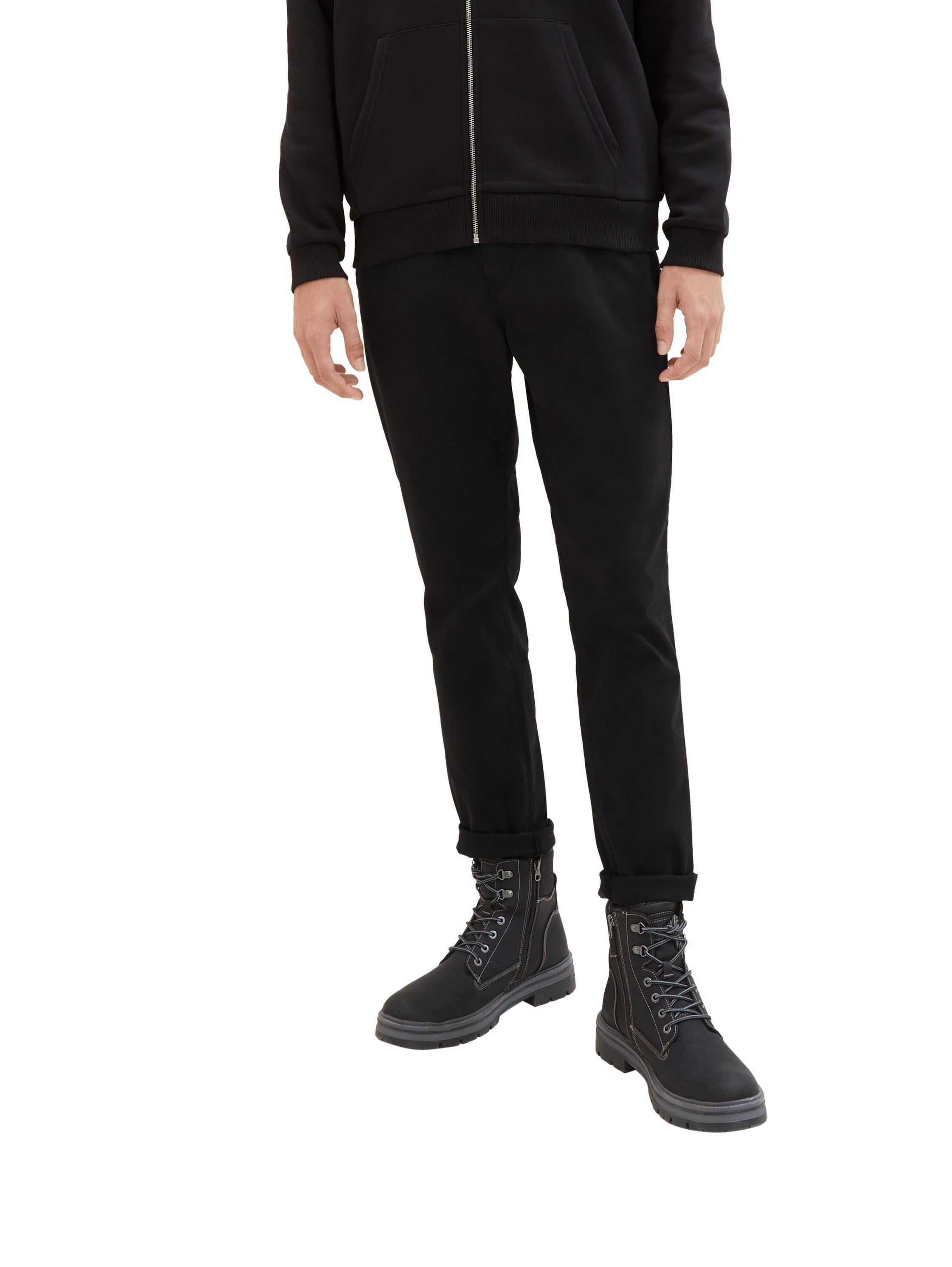 Tom Tailor Denim Chino Hose Herren Stretch Twill Gürtel Low Rise Logo-Badge