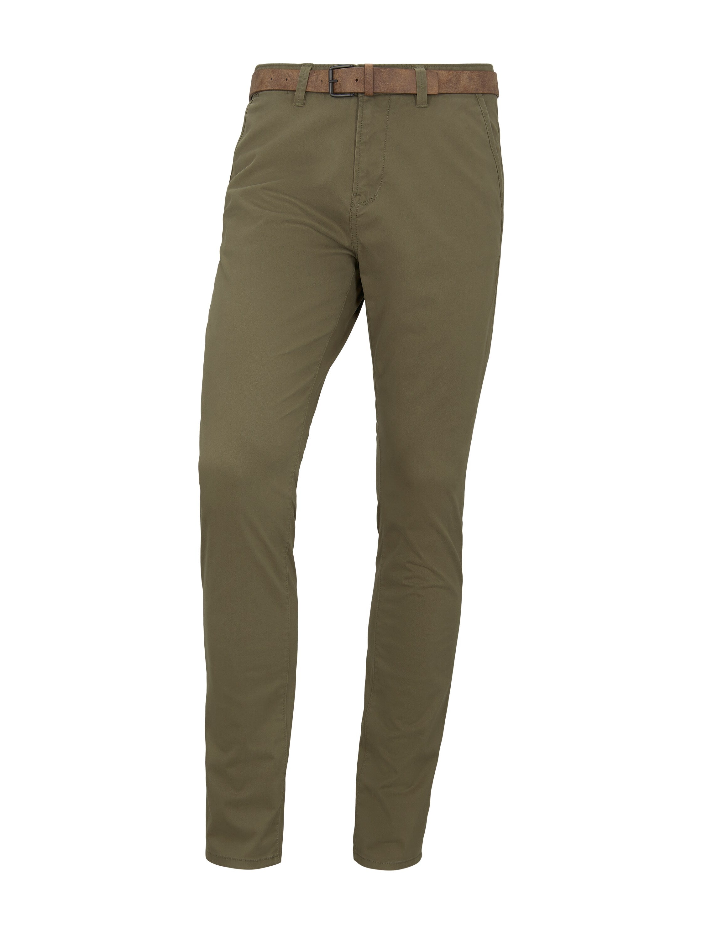 Tom Tailor Denim Chino Hose Herren Stretch Twill Gürtel Low Rise Logo-Badge
