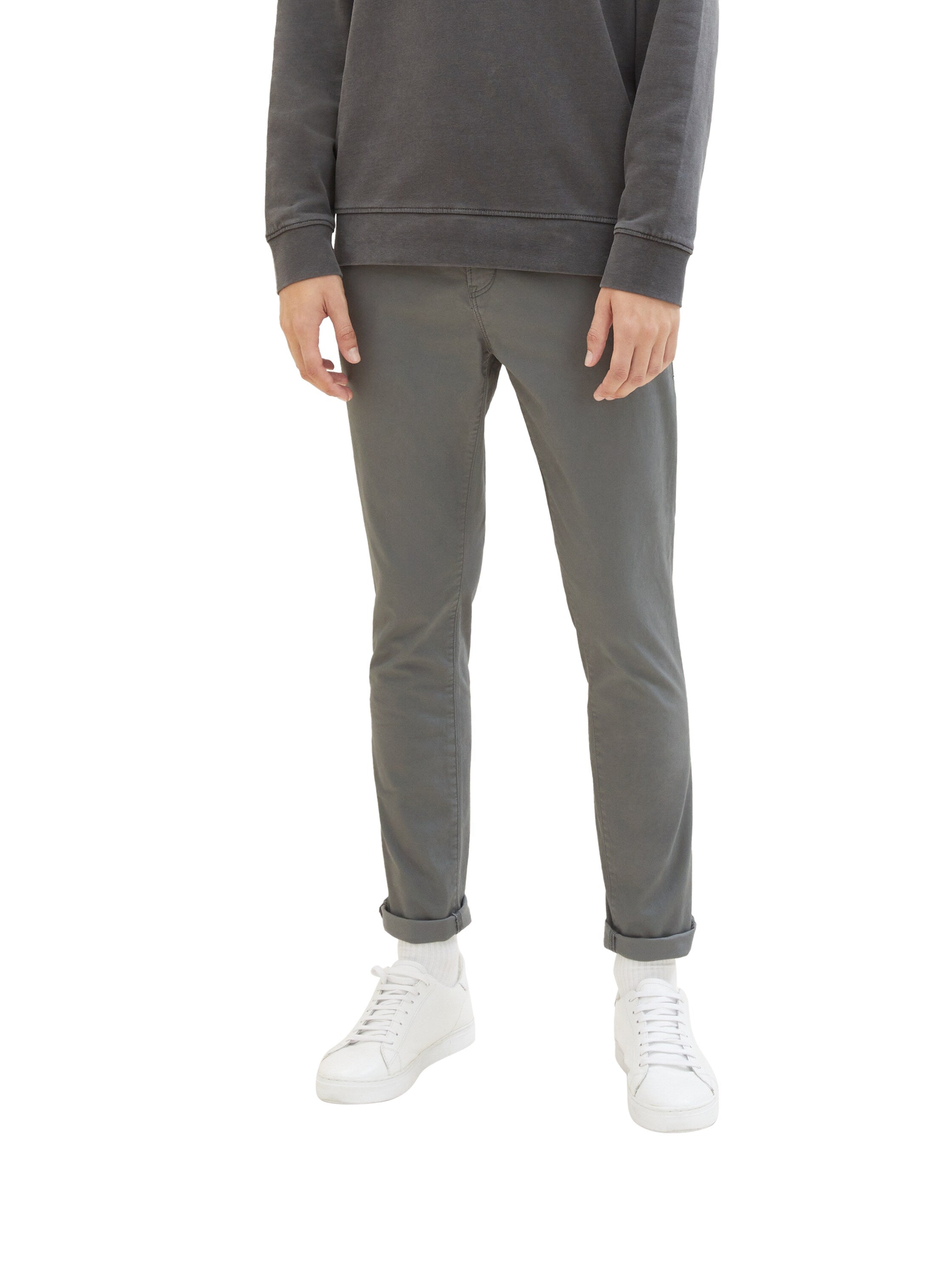 Tom Tailor Denim Chino Hose Herren Stretch Twill Gürtel Low Rise Logo-Badge