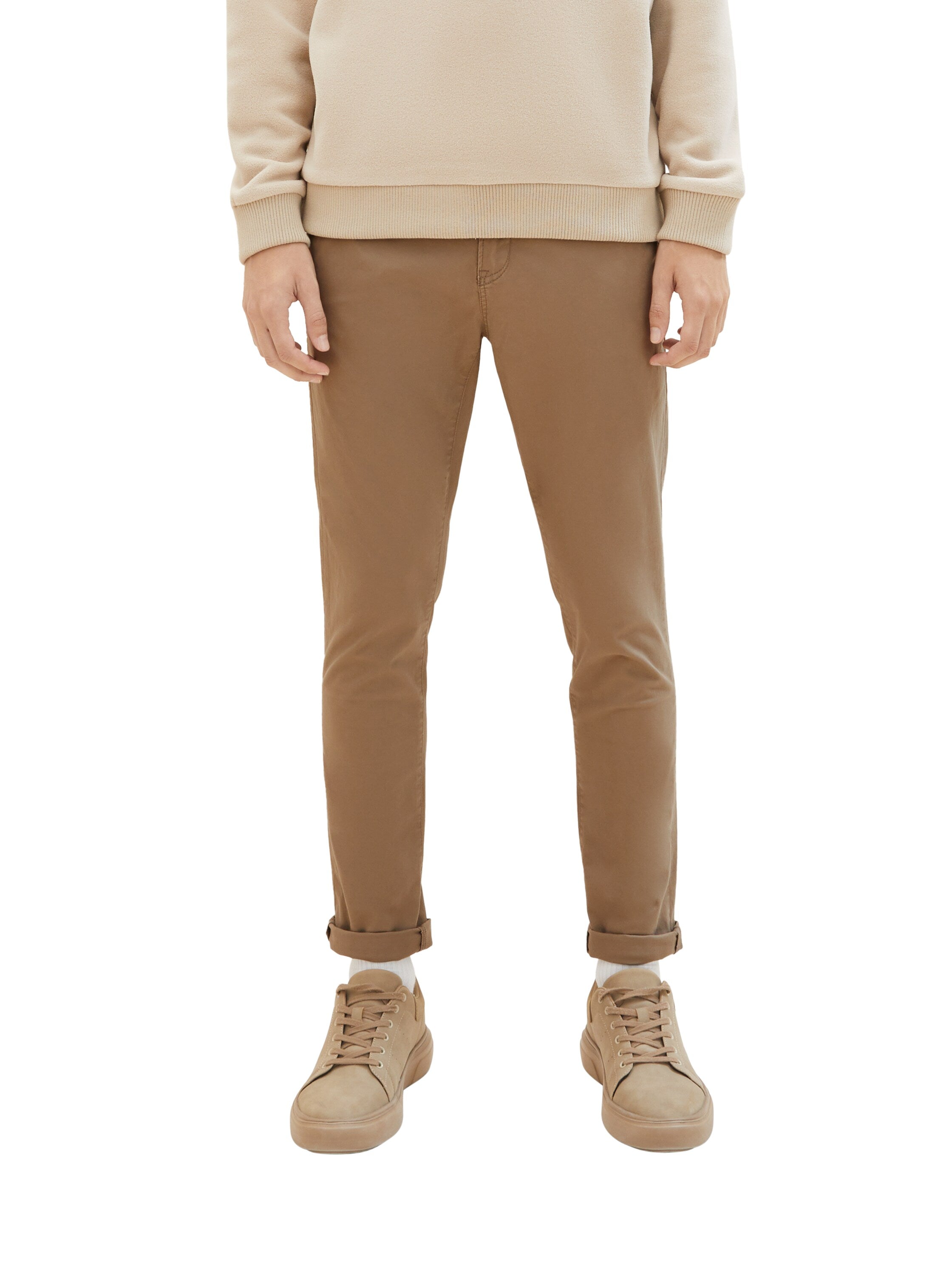 Tom Tailor Denim Chino Hose Herren Stretch Twill Gürtel Low Rise Logo-Badge