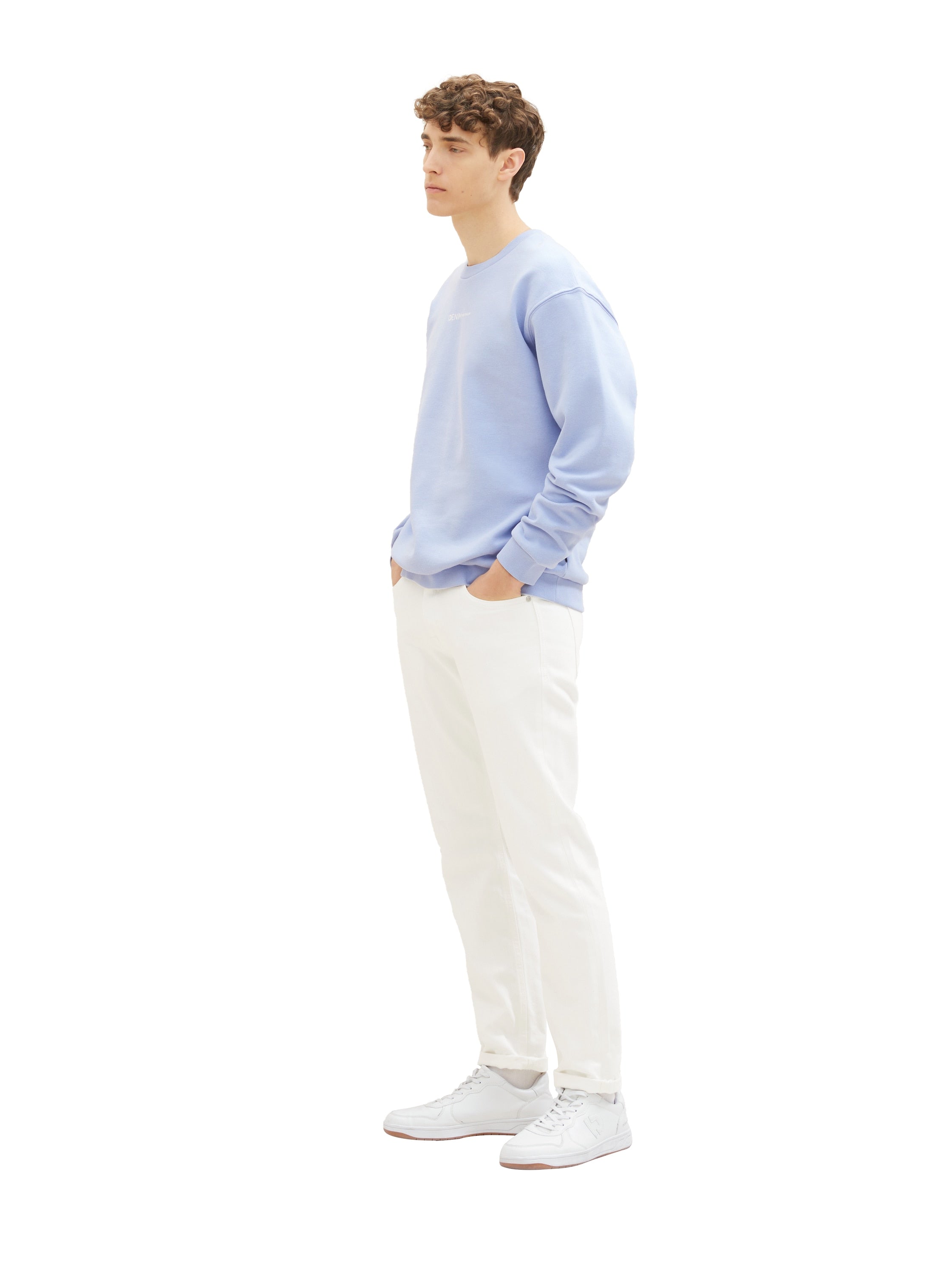 Tom Tailor Denim Langarmshirt Herren Basic Fit Logo Print Bio-Baumwolle