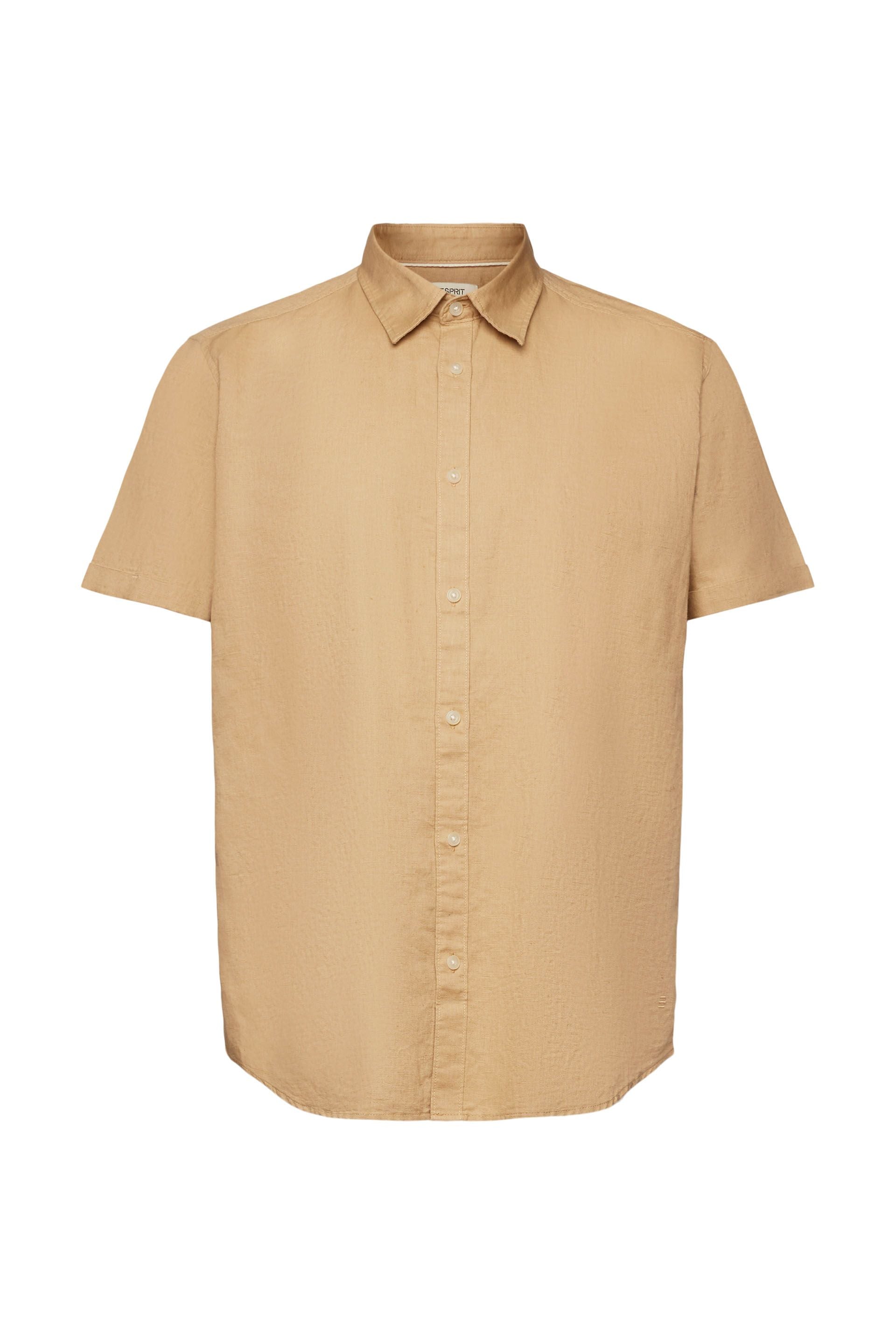 Esprit Herren Hemd Regular Fit Knopfleiste Leinen Baumwolle