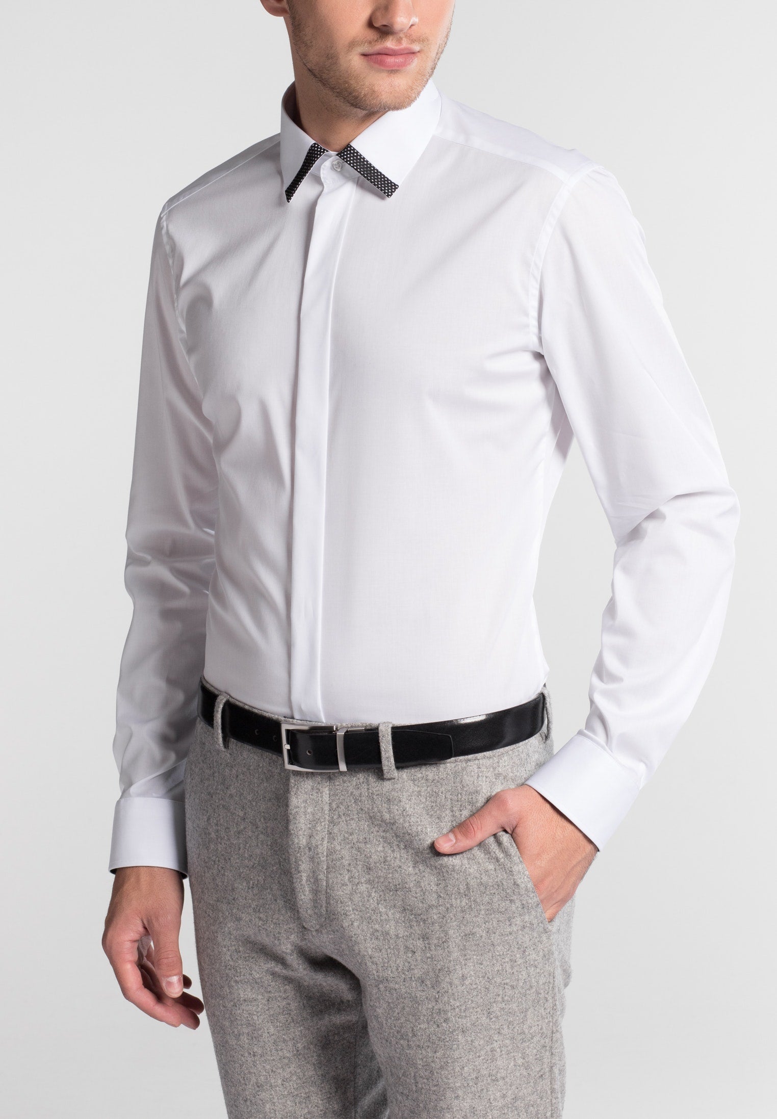 Fashionista Langarmhemd Herren Eleganz ohne Brusttasche