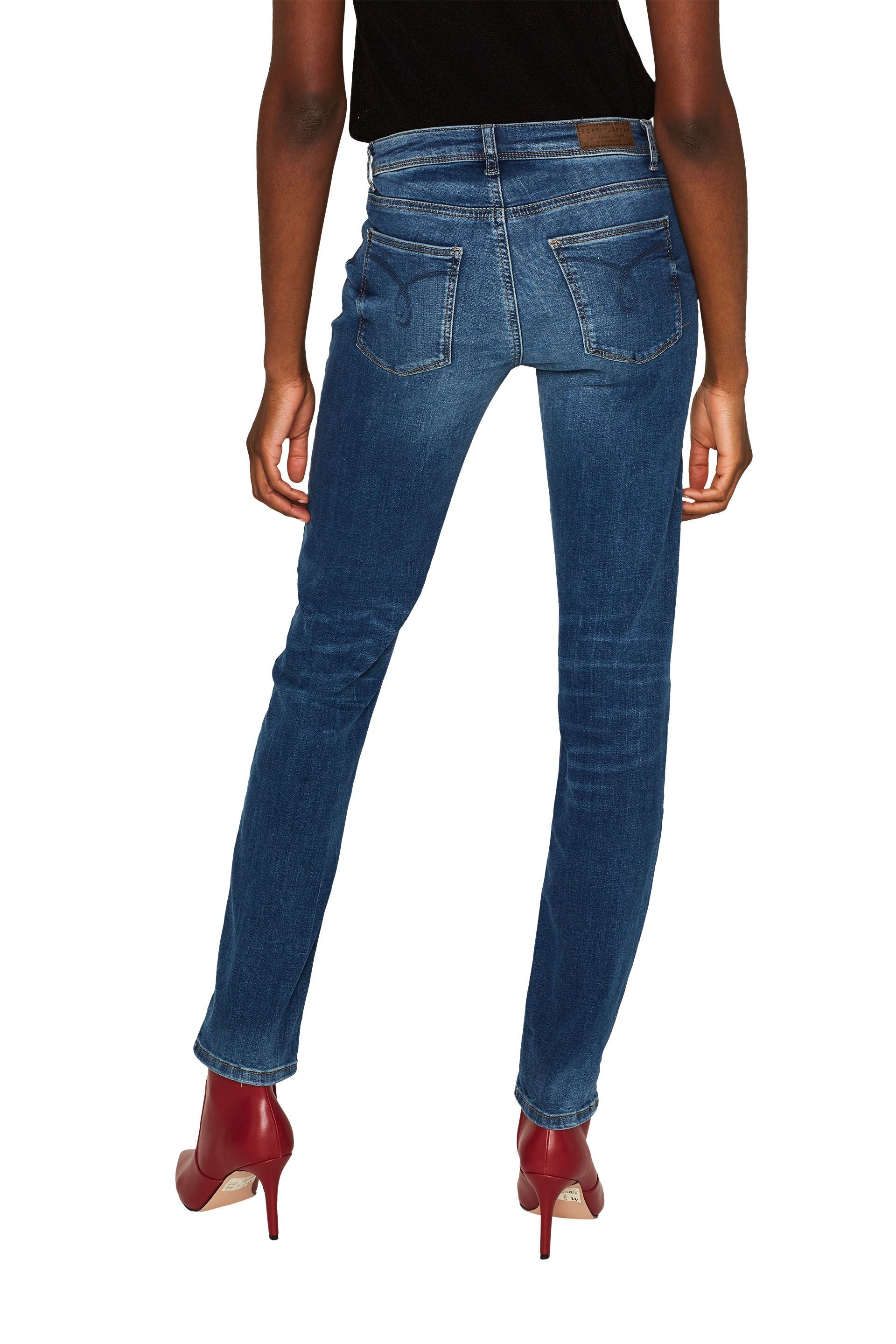 Esprit Damen Stretch-Denim Jeans mit Wrinkle-Effekten
