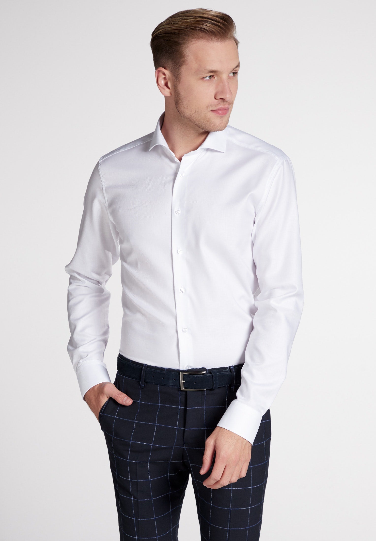 ETERNA Slim Fit Langarmhemd Herren Strukturiert Bügelfrei