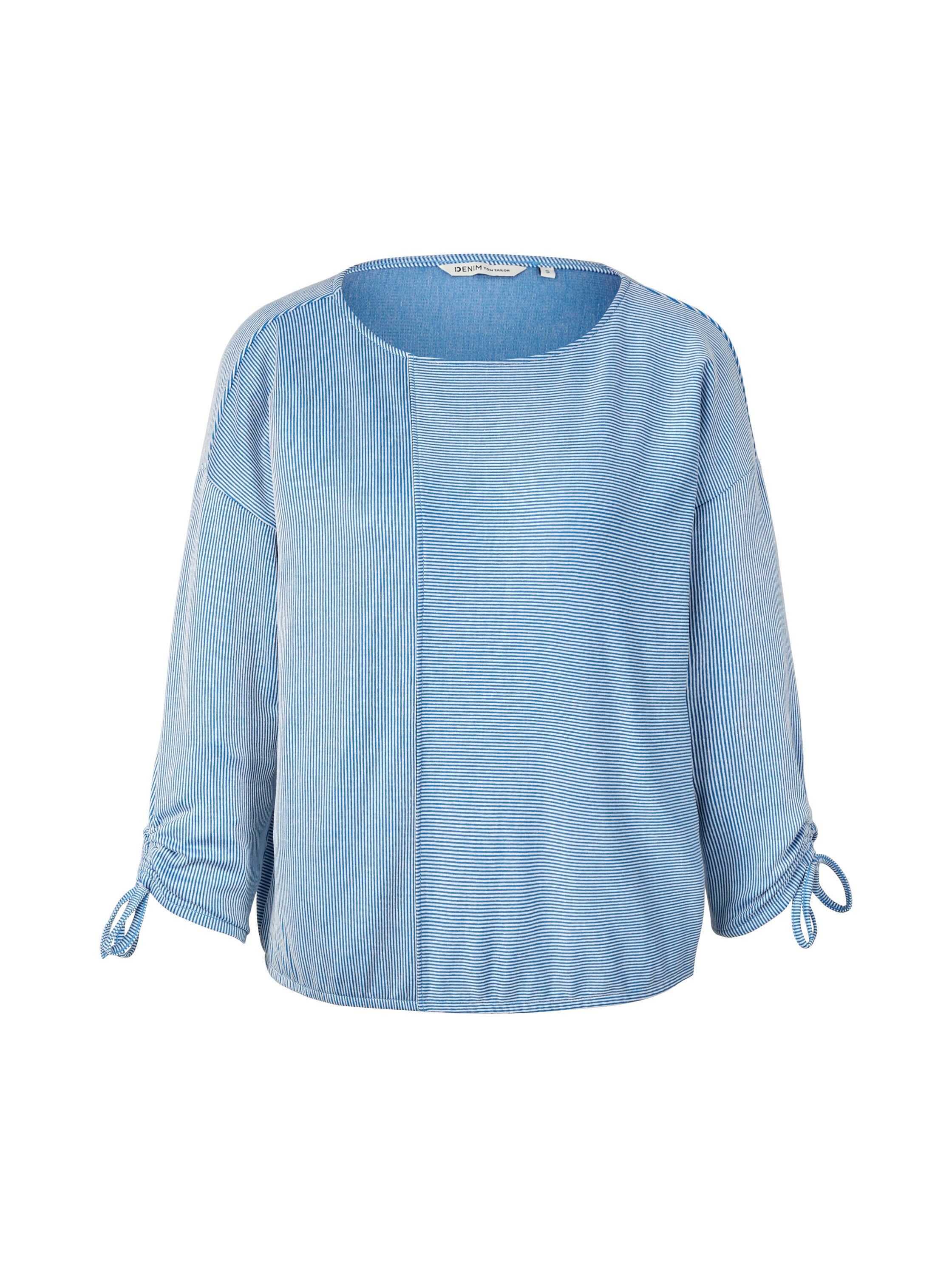 Tom Tailor Denim Blusenshirt für Damen mit 7/8 Arm und gestreiftem Design