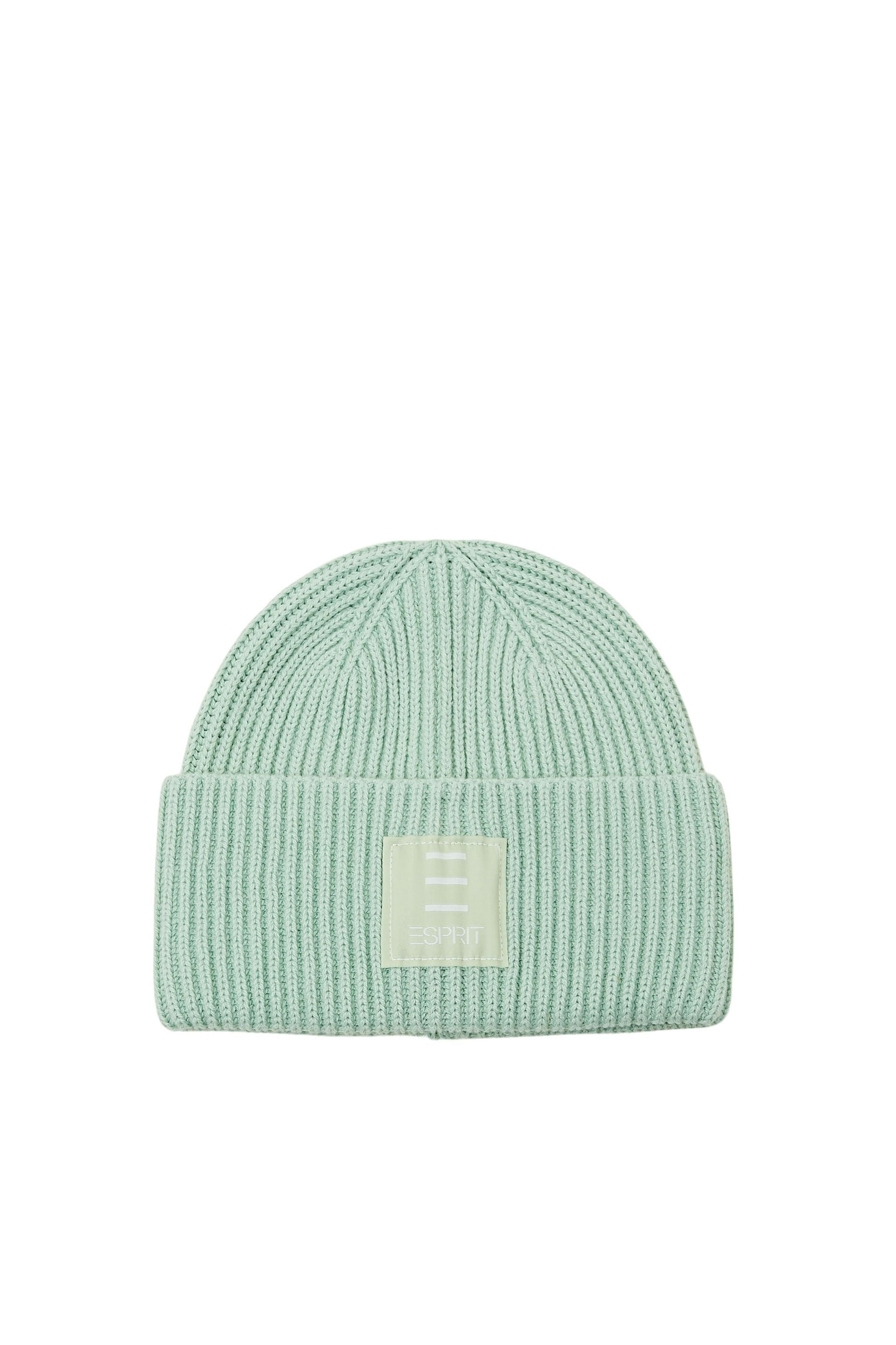 Esprit Logo Rippstrick Beanie Erwachsene Fixierter Umschlagrand