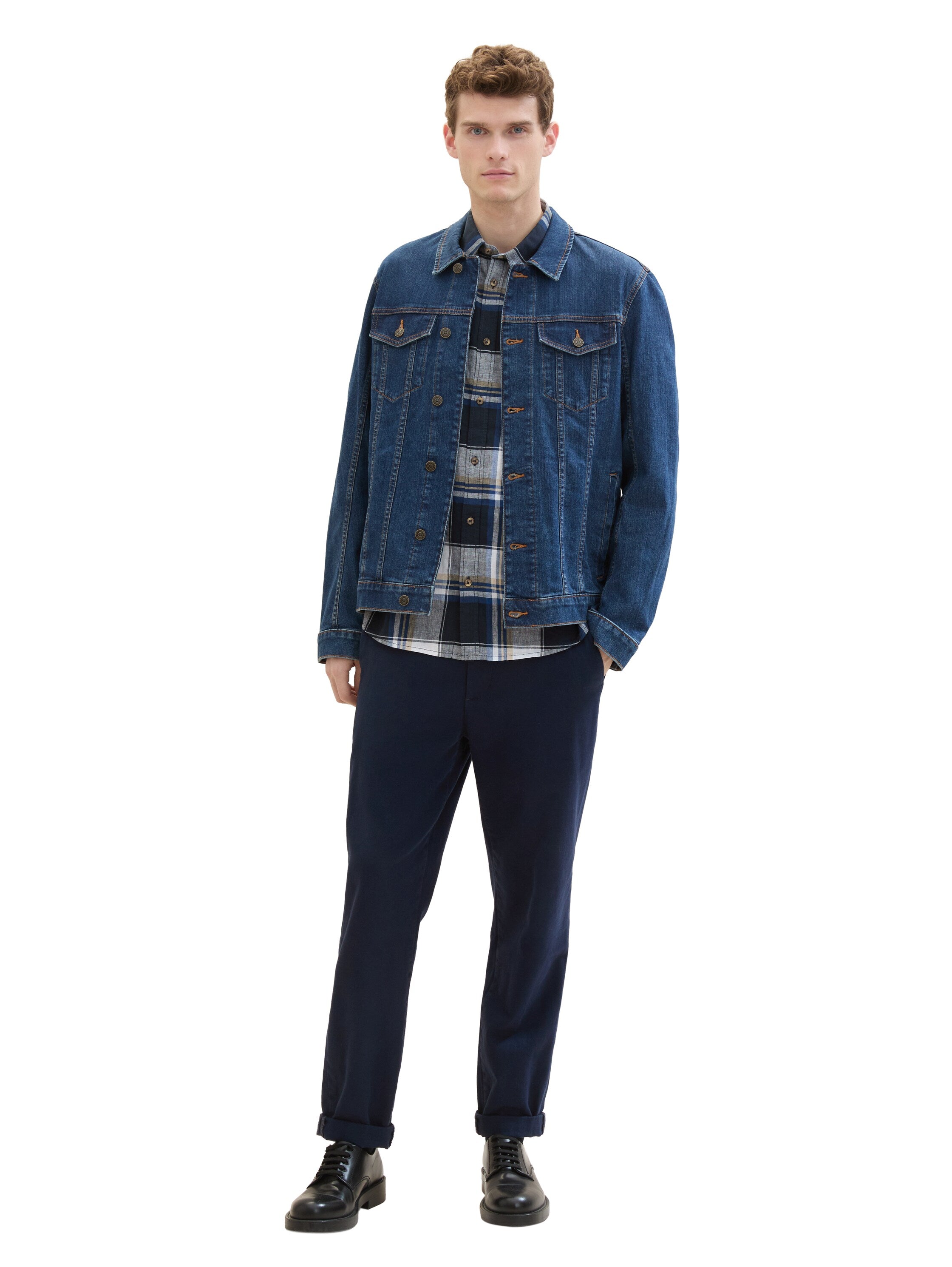 Tom Tailor Denim Kurzarmhemd Herren Gemustert Regular Fit Leinen Baumwolle