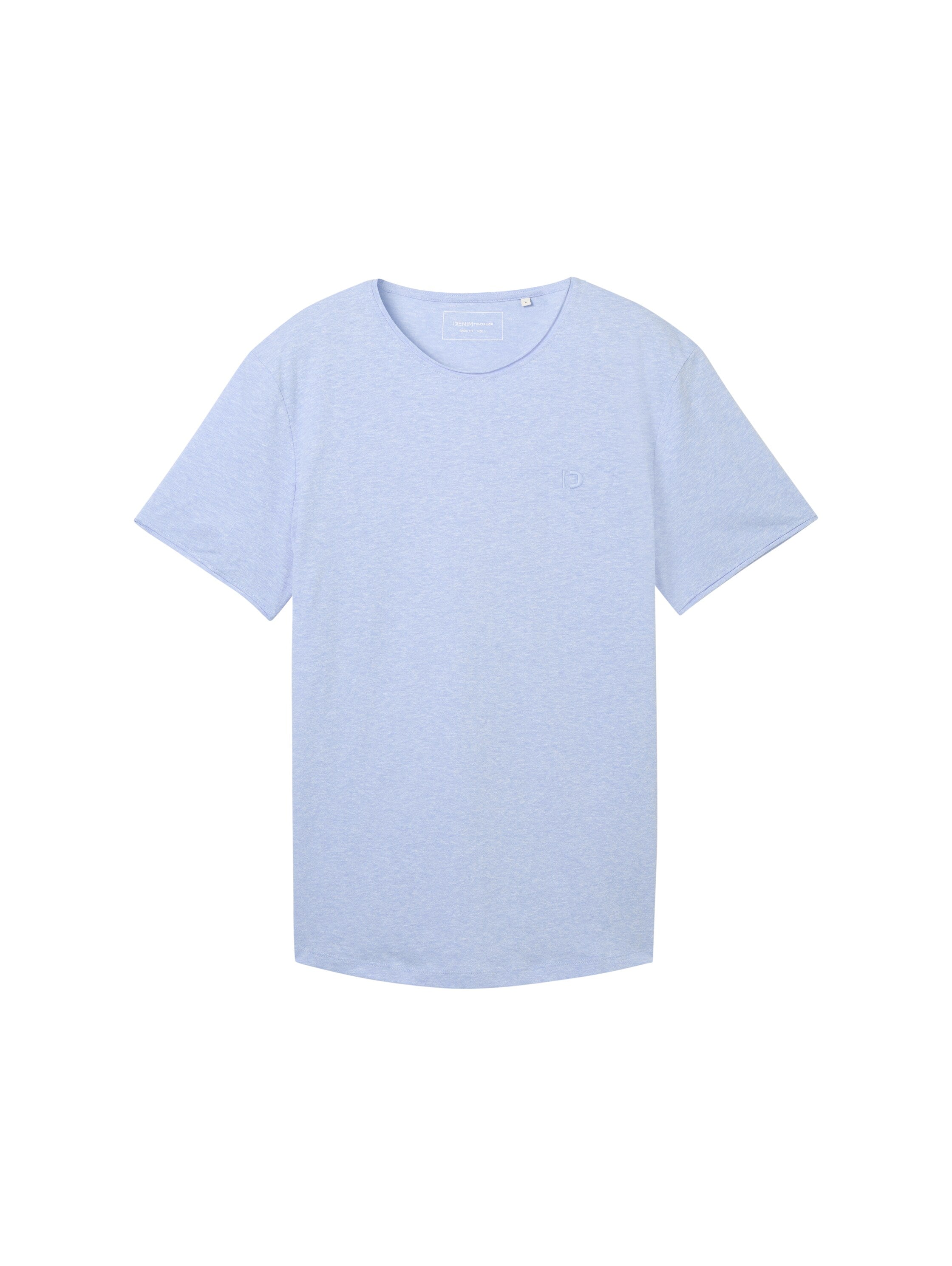 Basic Herren T-Shirt Logo-Stickerei Slub-Jersey Melange-Optik
