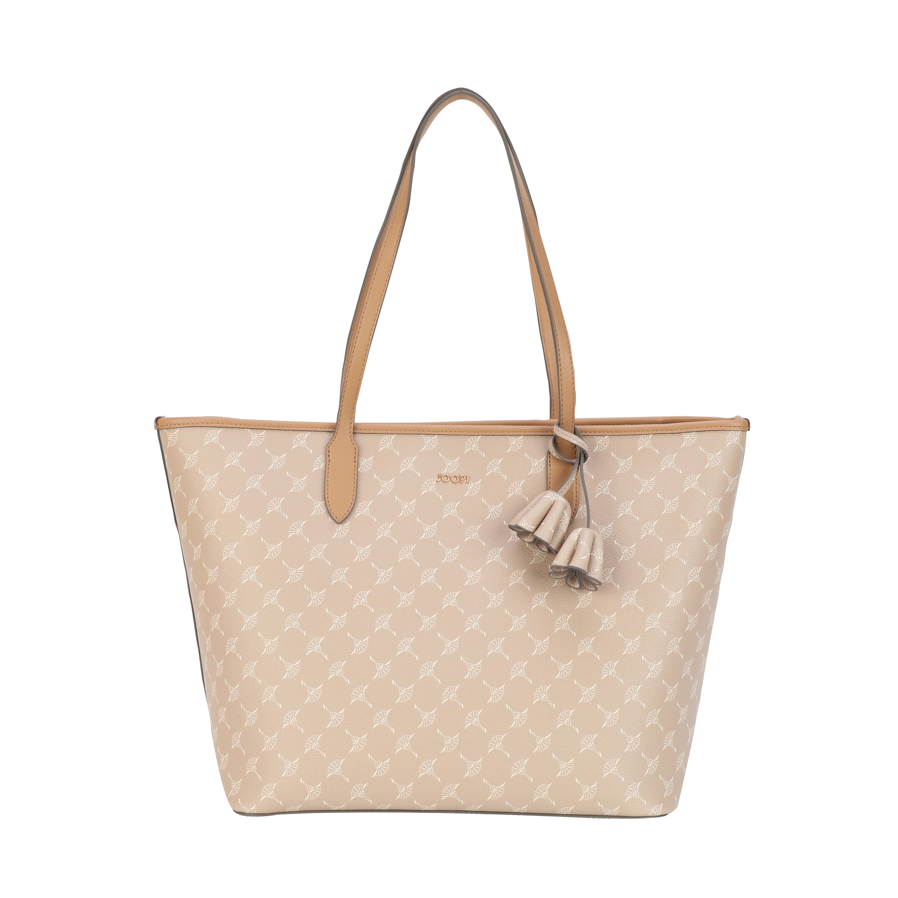 Synthetik Damen Handtasche mit Blumenanhänger und Metalllogoprägung