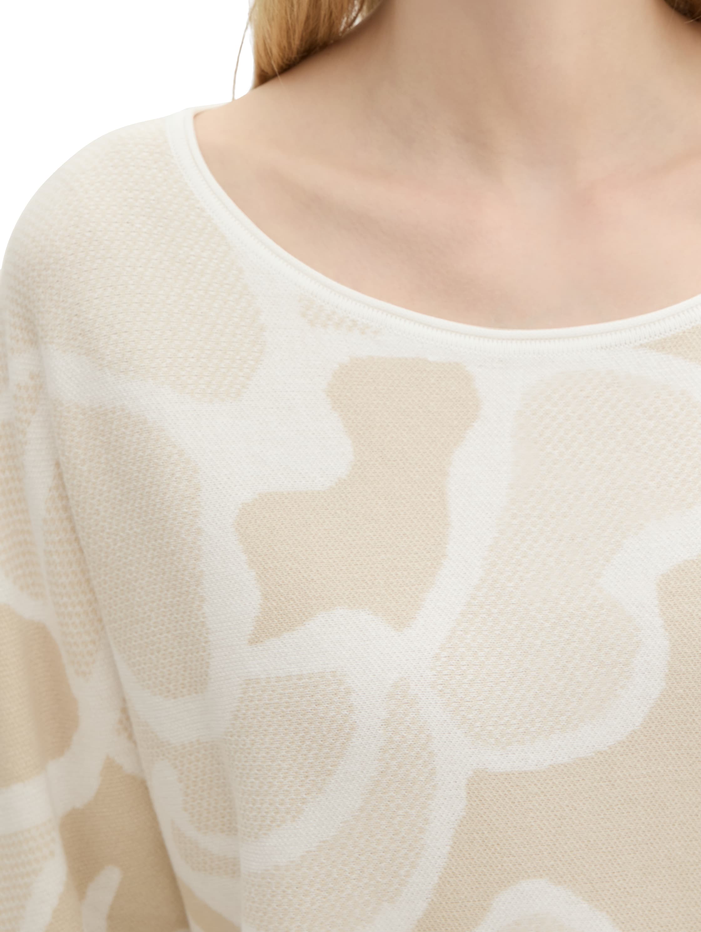 Loose Fit Damen Pullover Better Cotton Initiative Floral Beige Knit