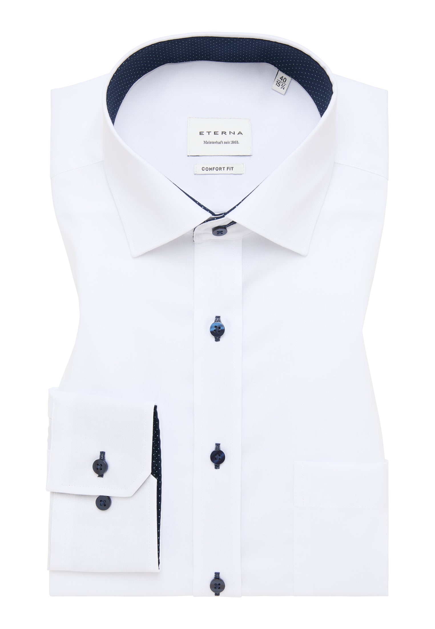 Business Hemd Herren Langarm Gala-Kent-Kragen Kontrastknöpfe