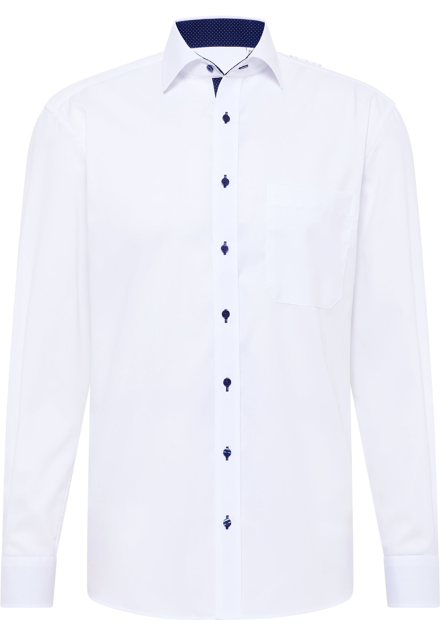 Business Hemd Herren Langarm Gala-Kent-Kragen Kontrastknöpfe