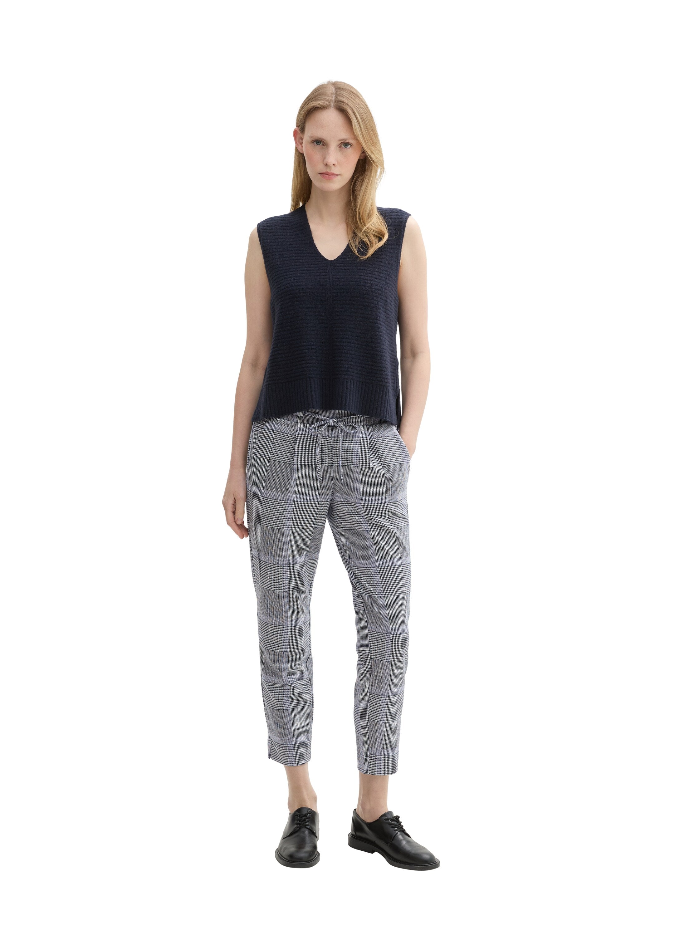 Karierte Chinohose Damen Jogger-Style Elastisch