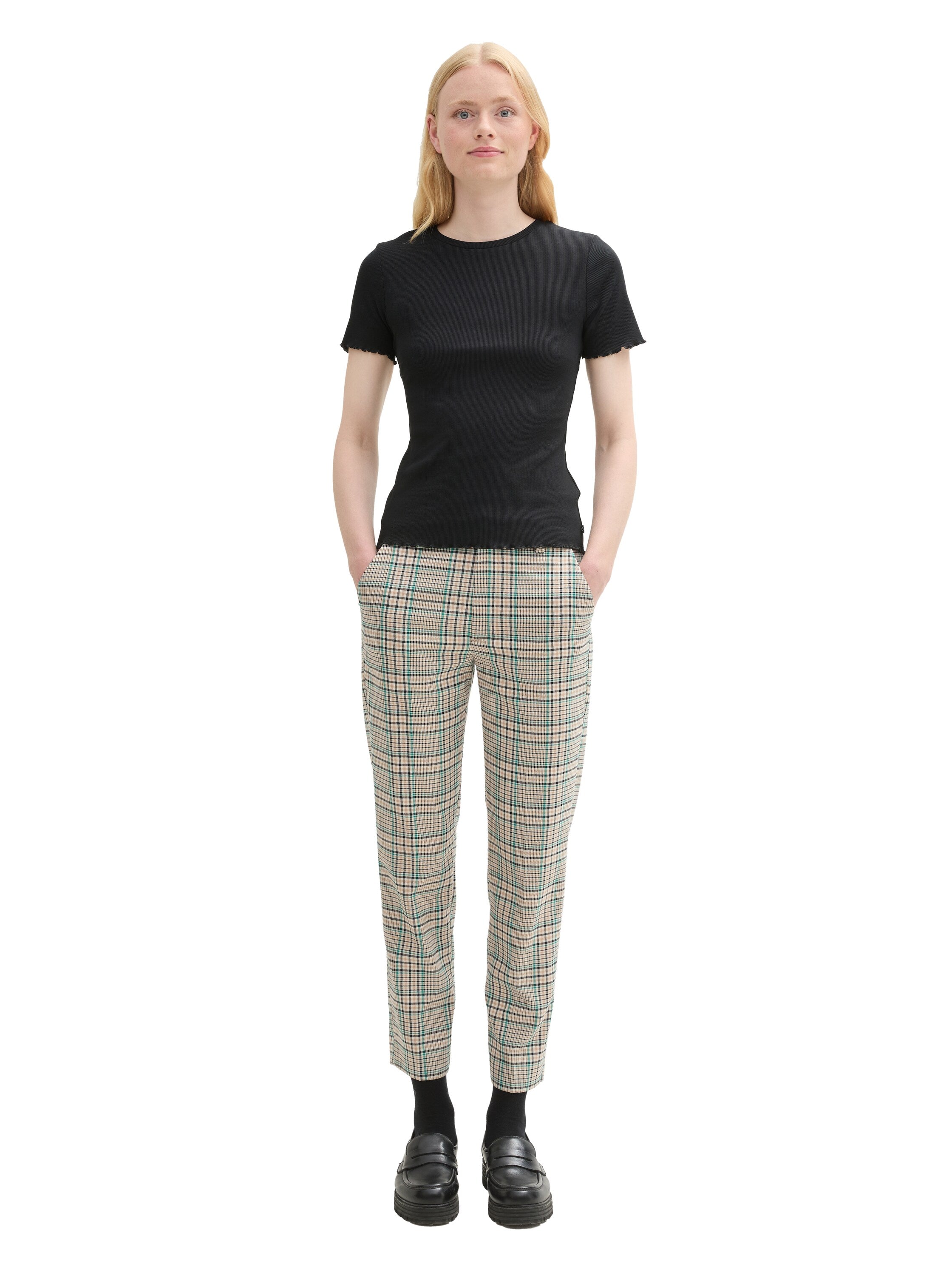 Tom Tailor Denim Checkered Shorts Female Comfort Fit