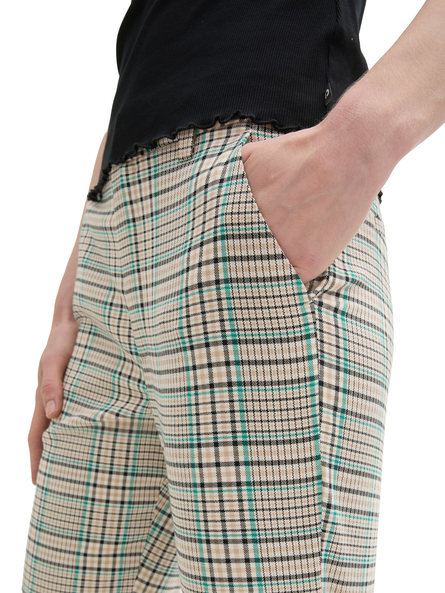 Tom Tailor Denim Checkered Shorts Female Comfort Fit