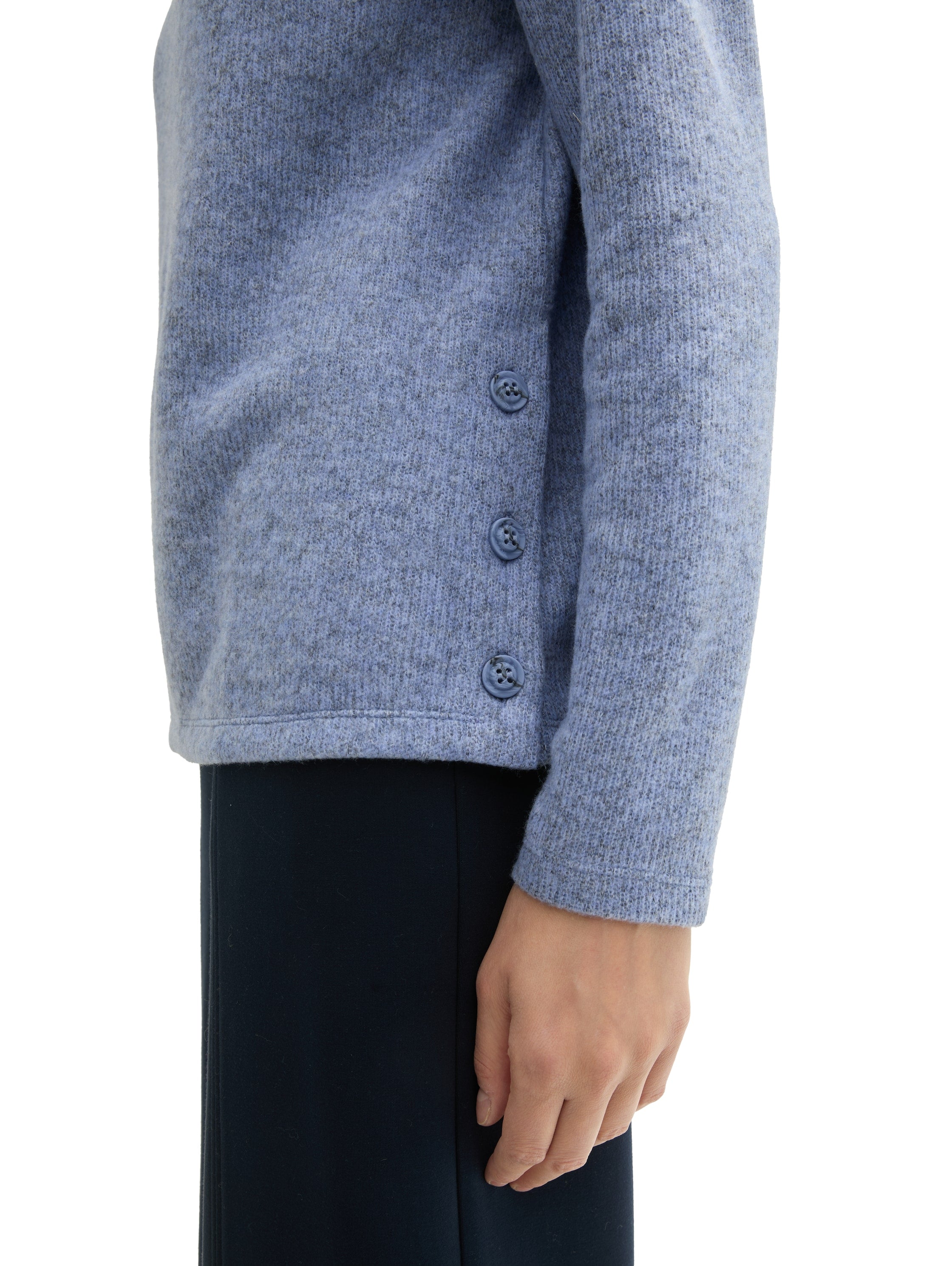 Tom Tailor Denim Female Sweatshirt mit Knopfleiste Rippstrick
